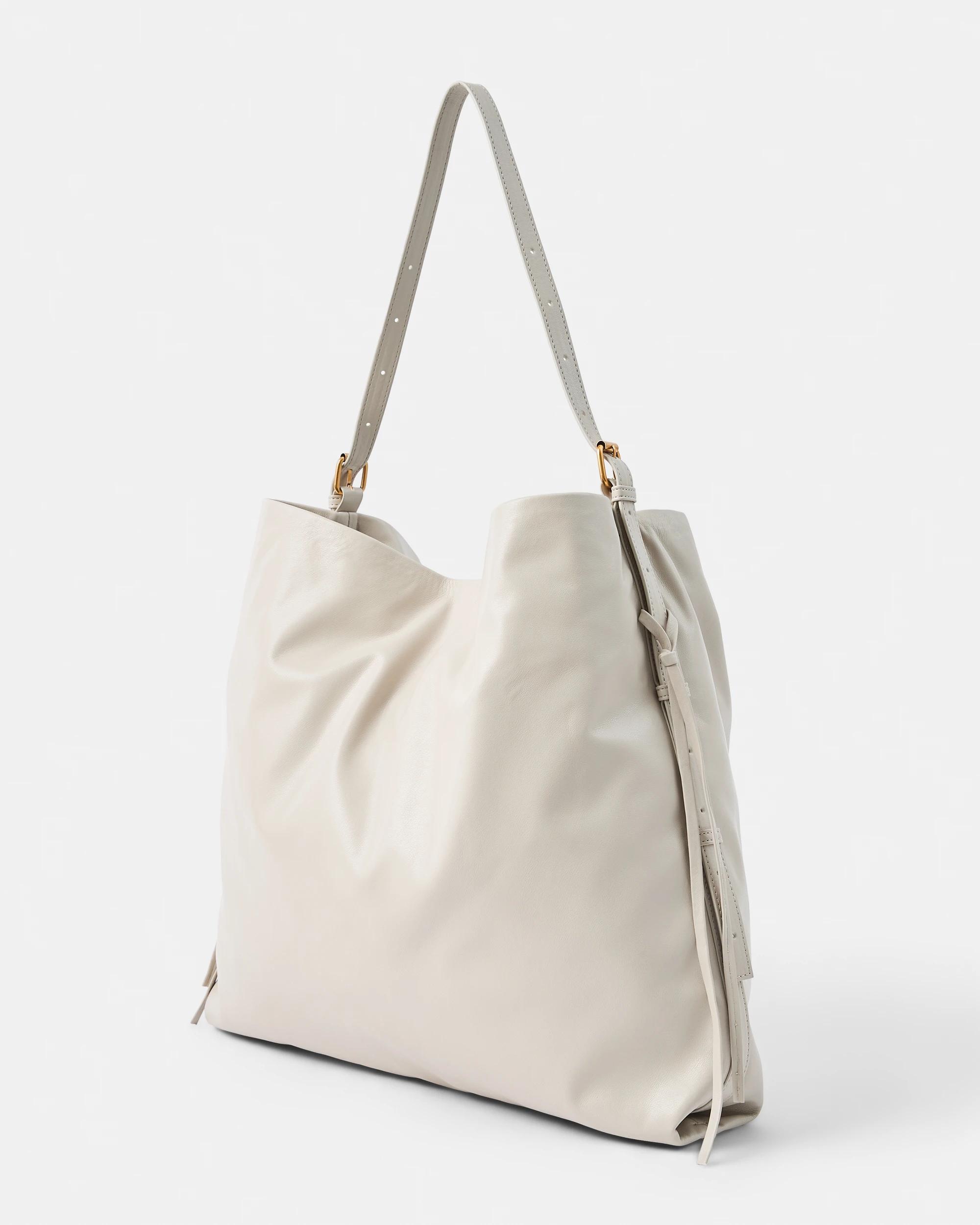 2 Slouchy Ruched Tote Bag Mist Taupe, 2 of 7