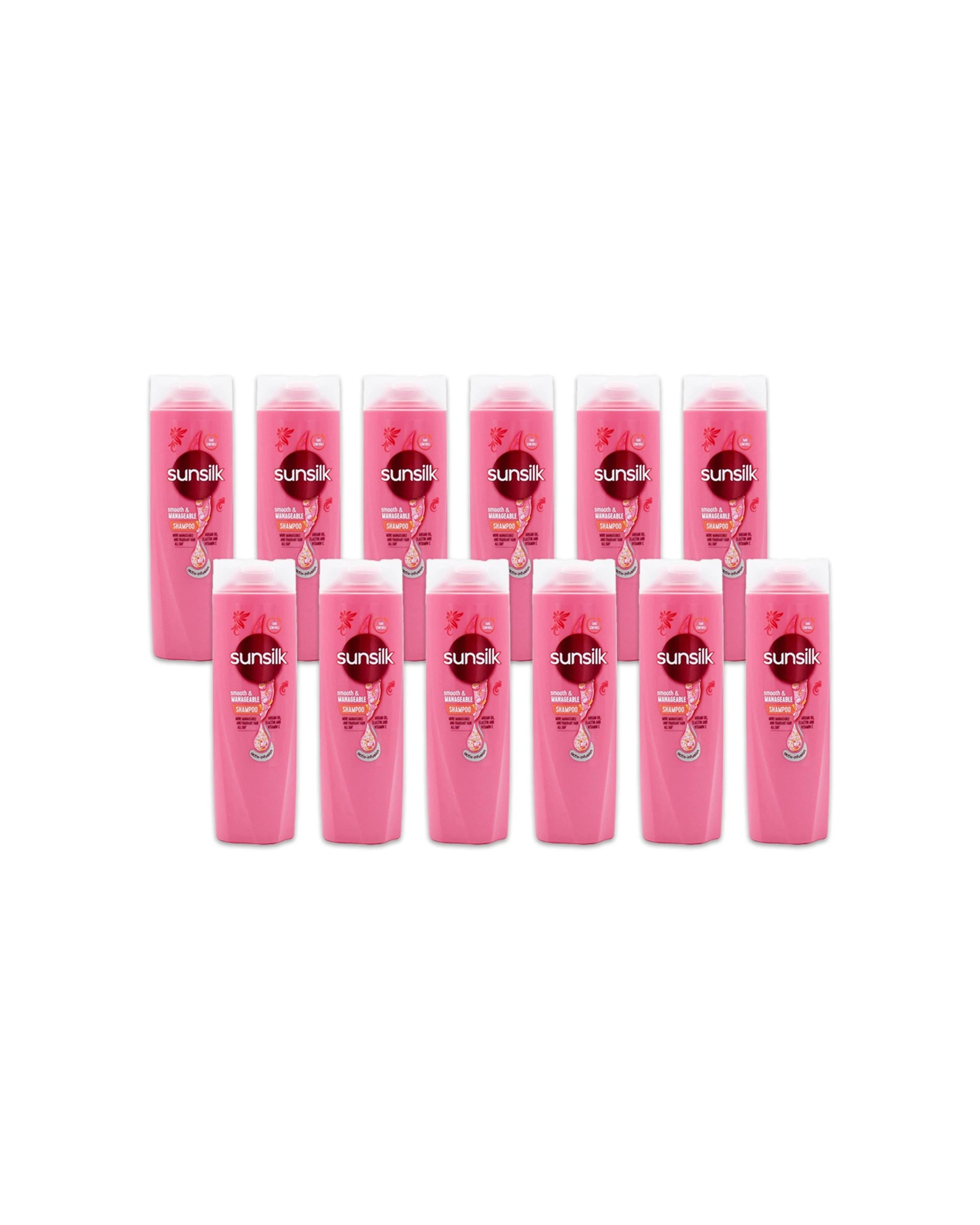 1 Sunsilk 12PK Smooth & Manageable For Silky & Soft Hair Care Shampoo 160ml - Pink, 1 of 4