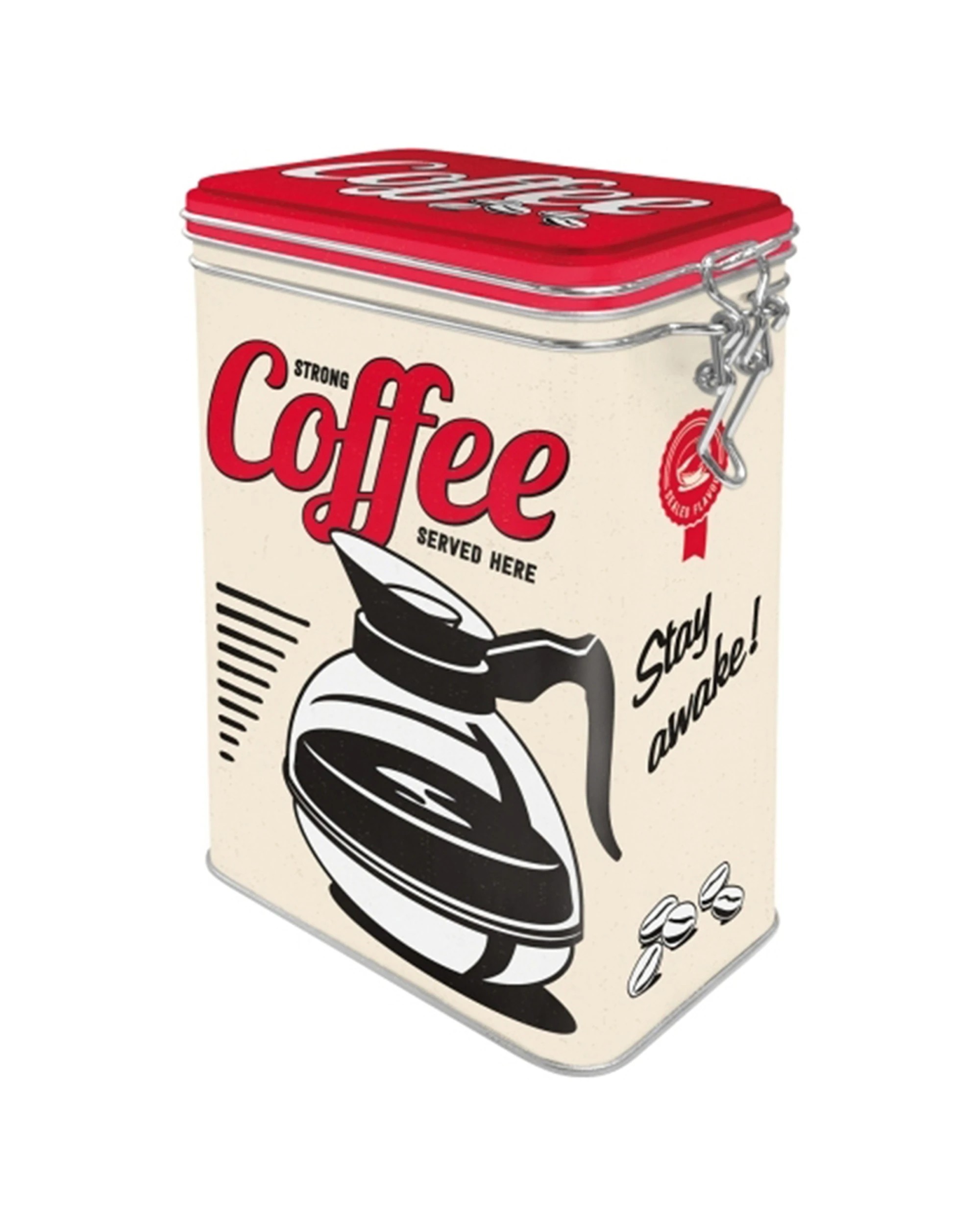 1 Nostalgic-Art Storage Clip Top Tin Box 1.3L Capacity - Coffee Served Here - Multi, 1 of 1