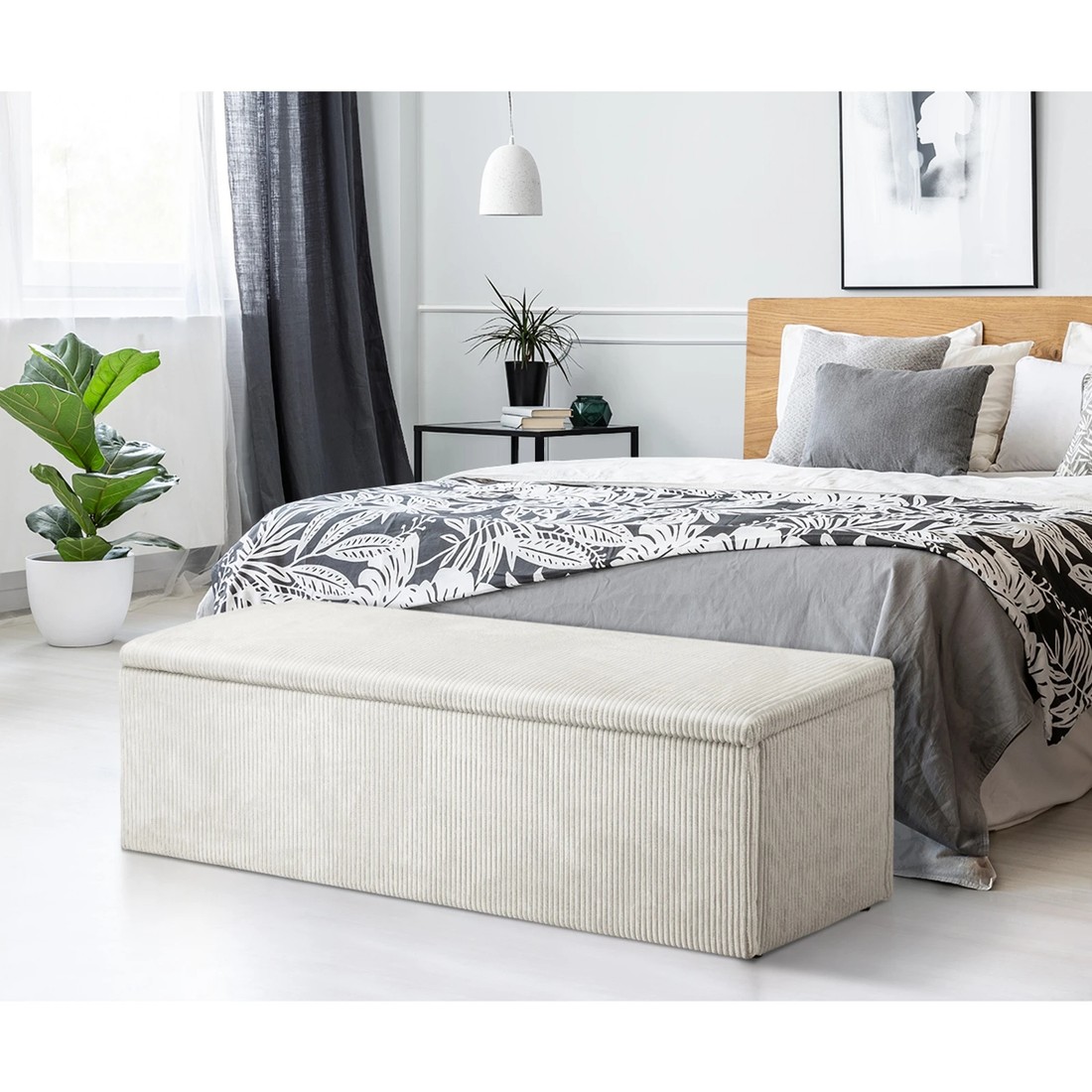 3 Oikiture Storage Ottoman Blanket Box Foot Stool Xl Chest Toy Velvet
 - Beige, 3 of 10