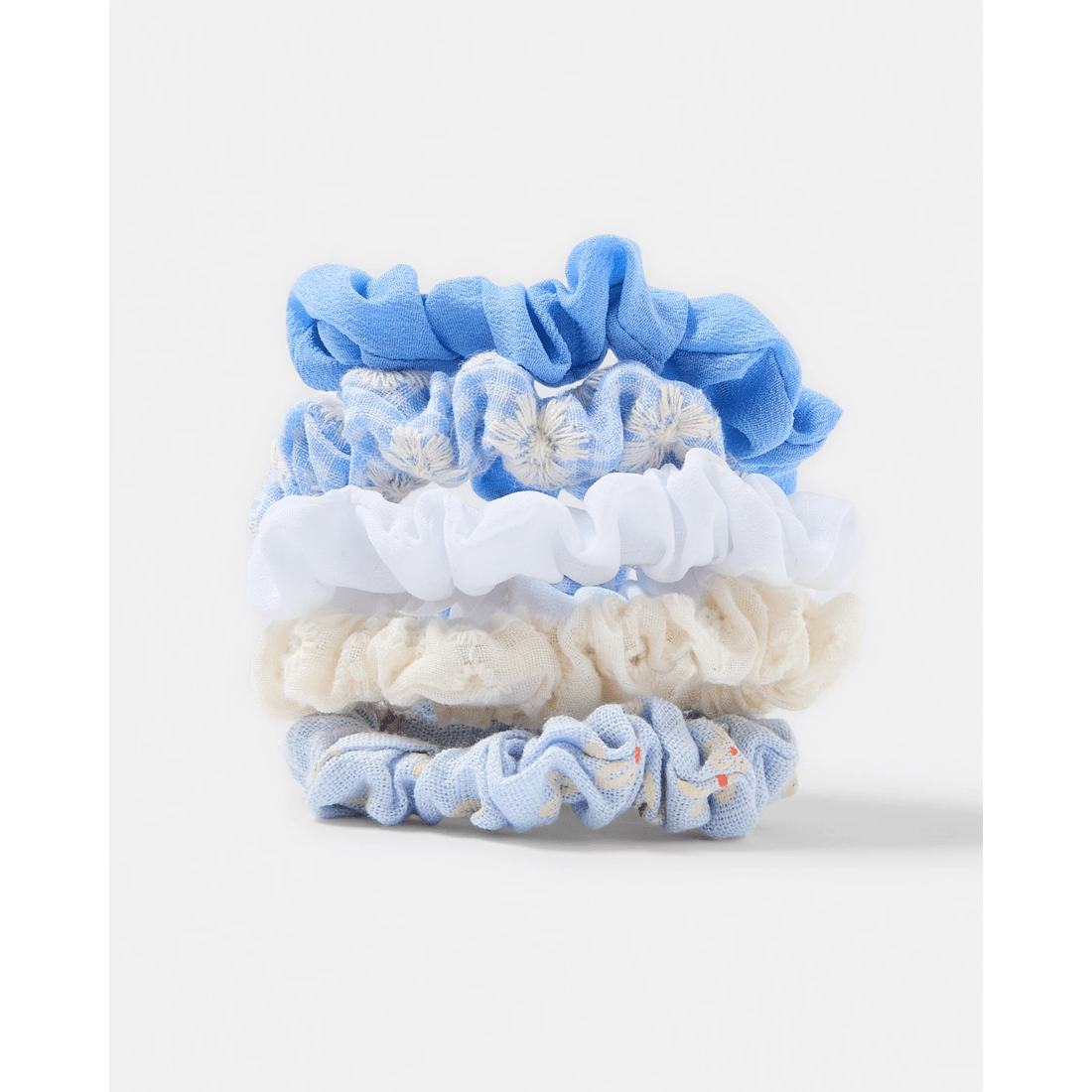 1 5 Pack Mini Broderie Hair Scrunchies, 1 of 5
