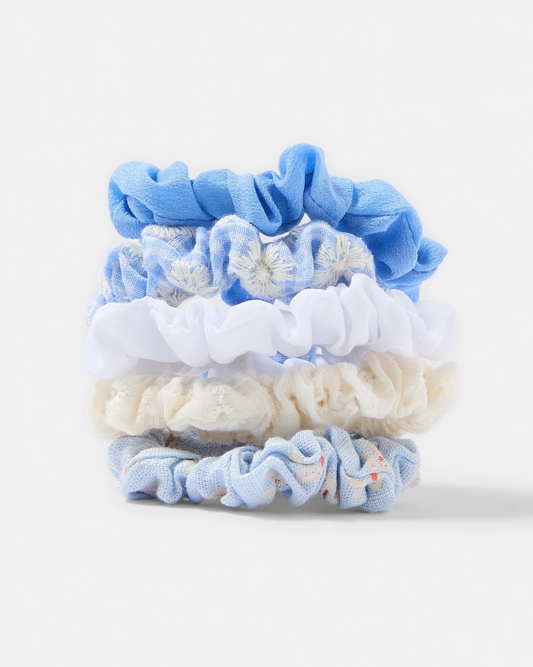 1 5 Pack Mini Broderie Hair Scrunchies, 1 of 5