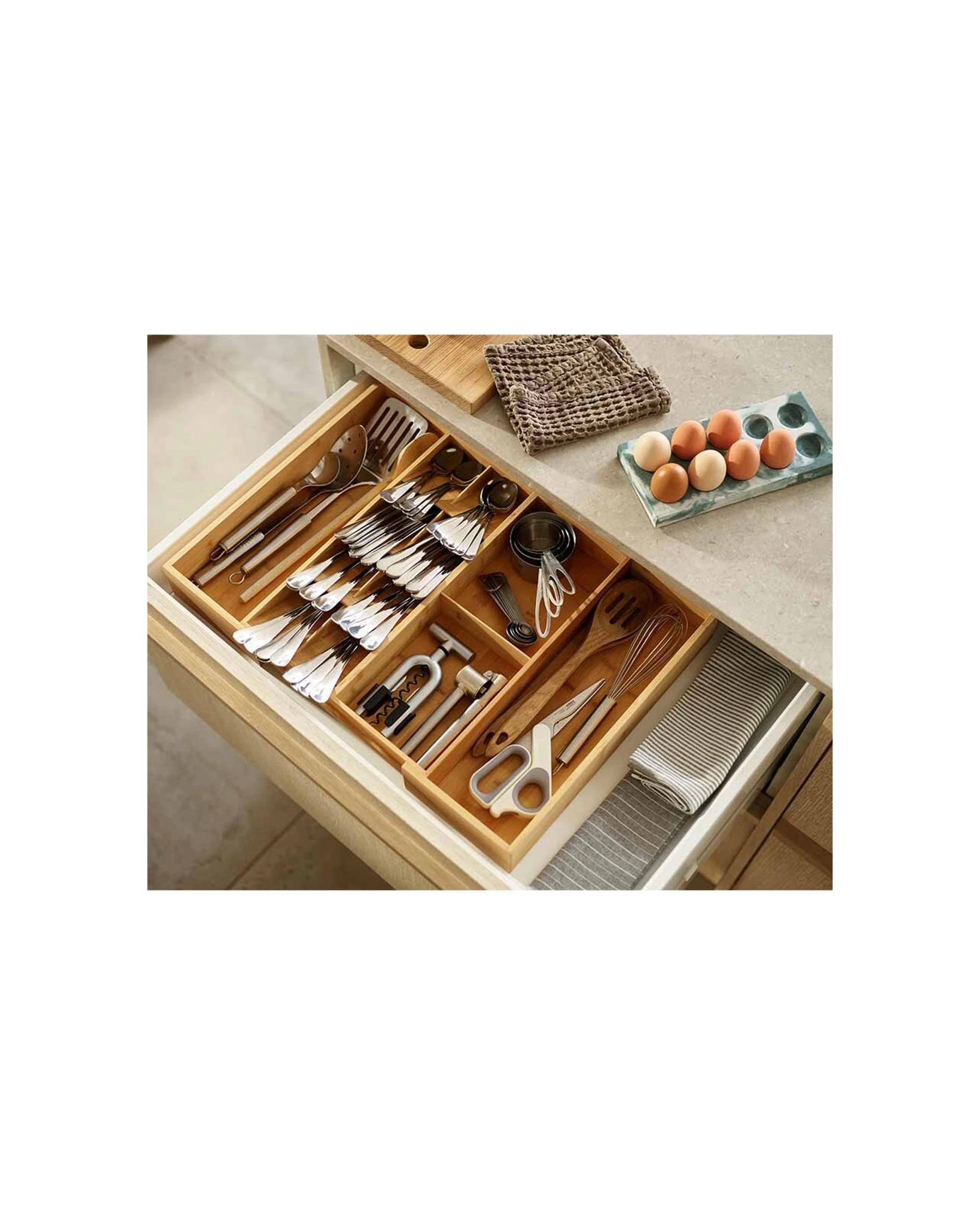 2 Joseph Joseph DrawerStore Bamboo Expanding Cutlery Organiser Tray 40cm - Brown, 2 of 7