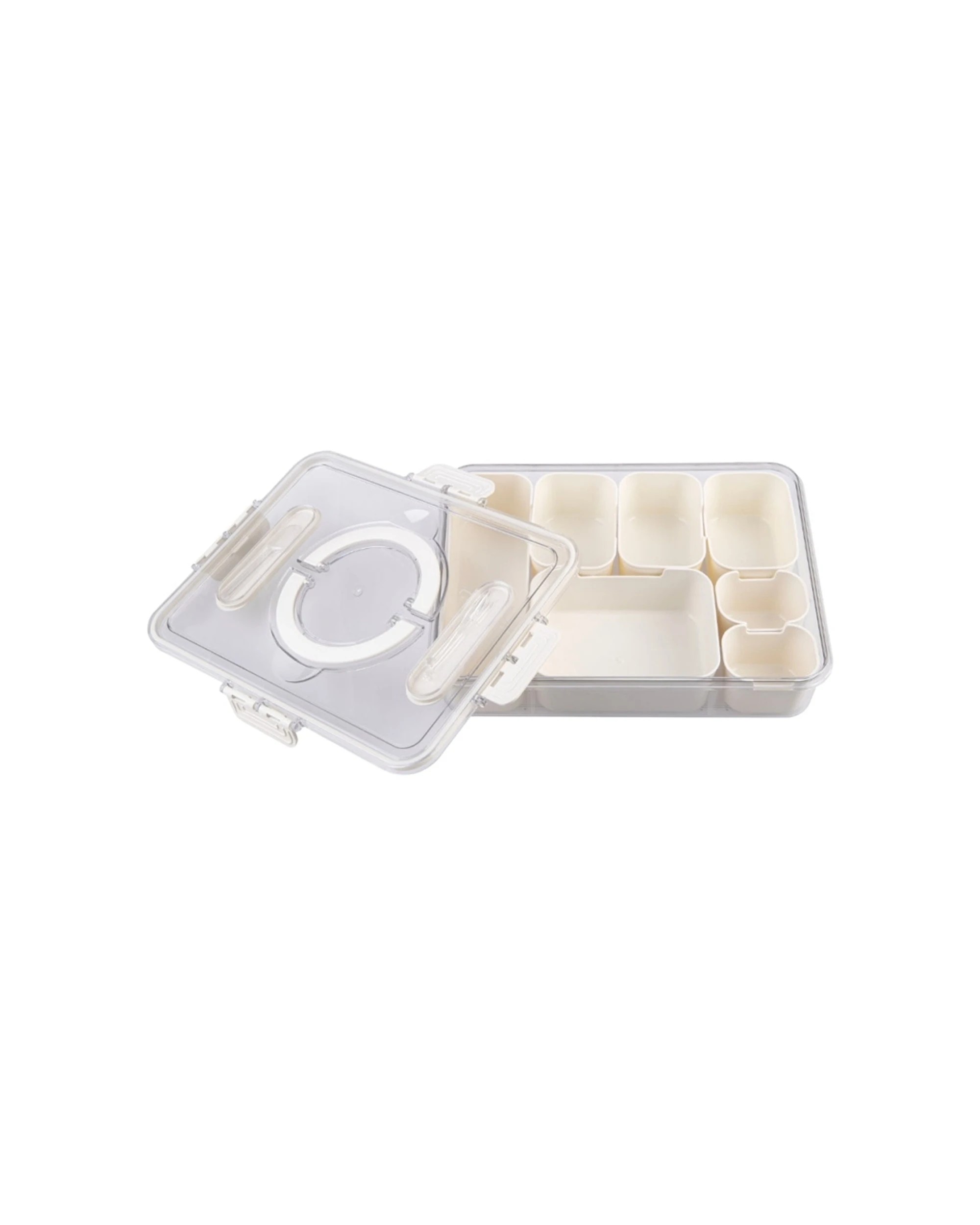 4 Alfresco Lane Rectangular 7 Compartment Grazing Box With Carry Handles - Beige, 4 of 5