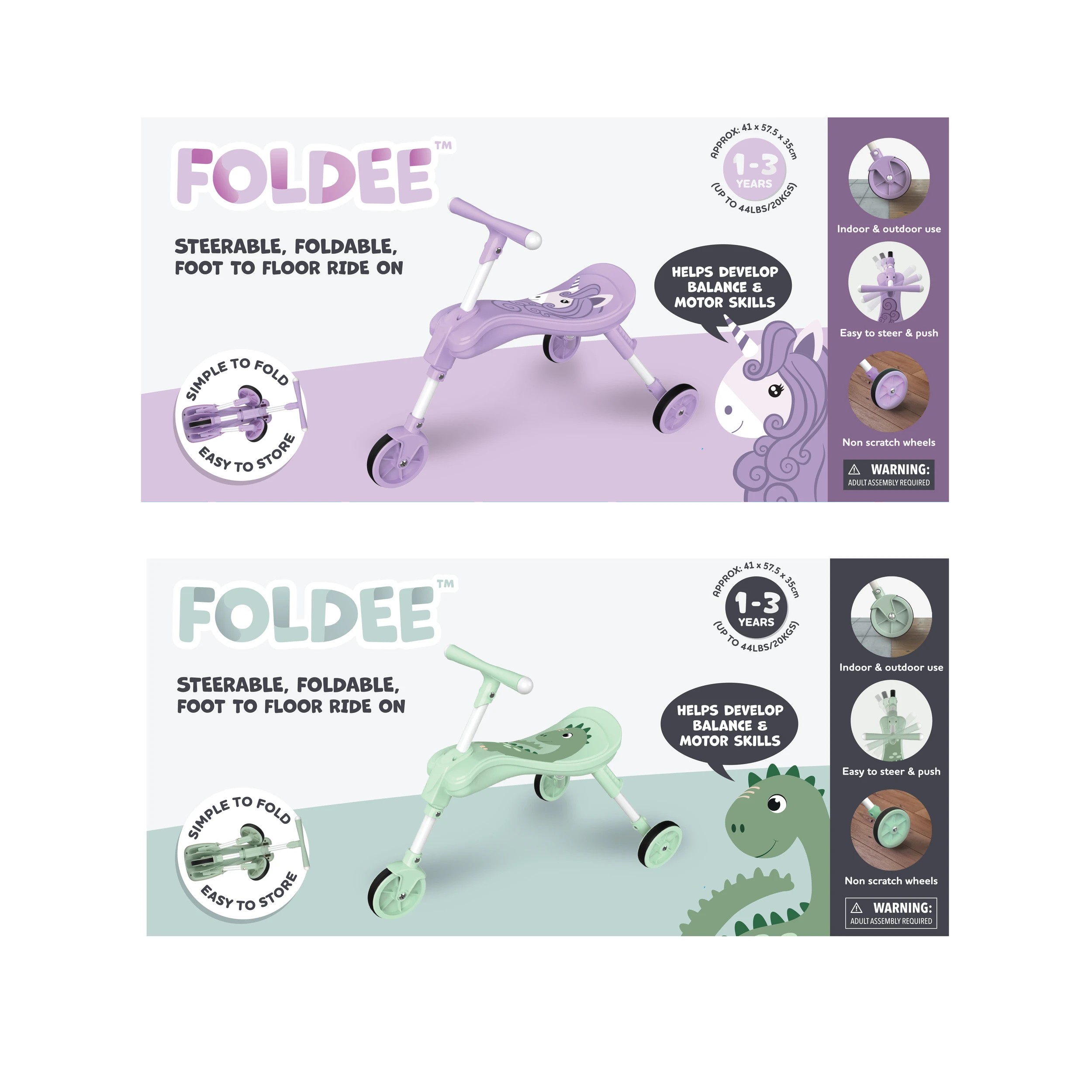 10 Foldee Foot to Floor Ride On - Assorted, 10 of 10