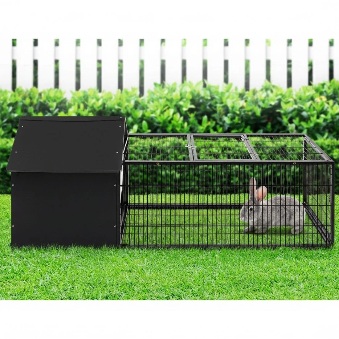 4 i.Pet Rabbit Cage Hutch 162x60cm Enclosure - Black, 4 of 6