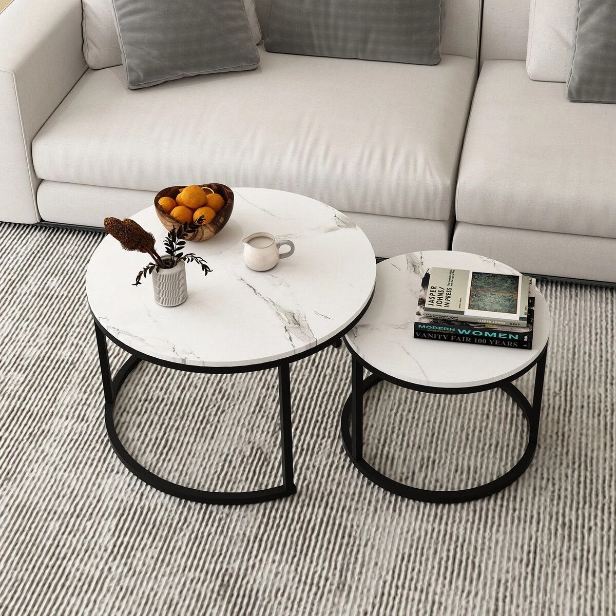 2 Ausway 2 Round Coffee Table Nesting Bed Side Sofa, 2 of 6