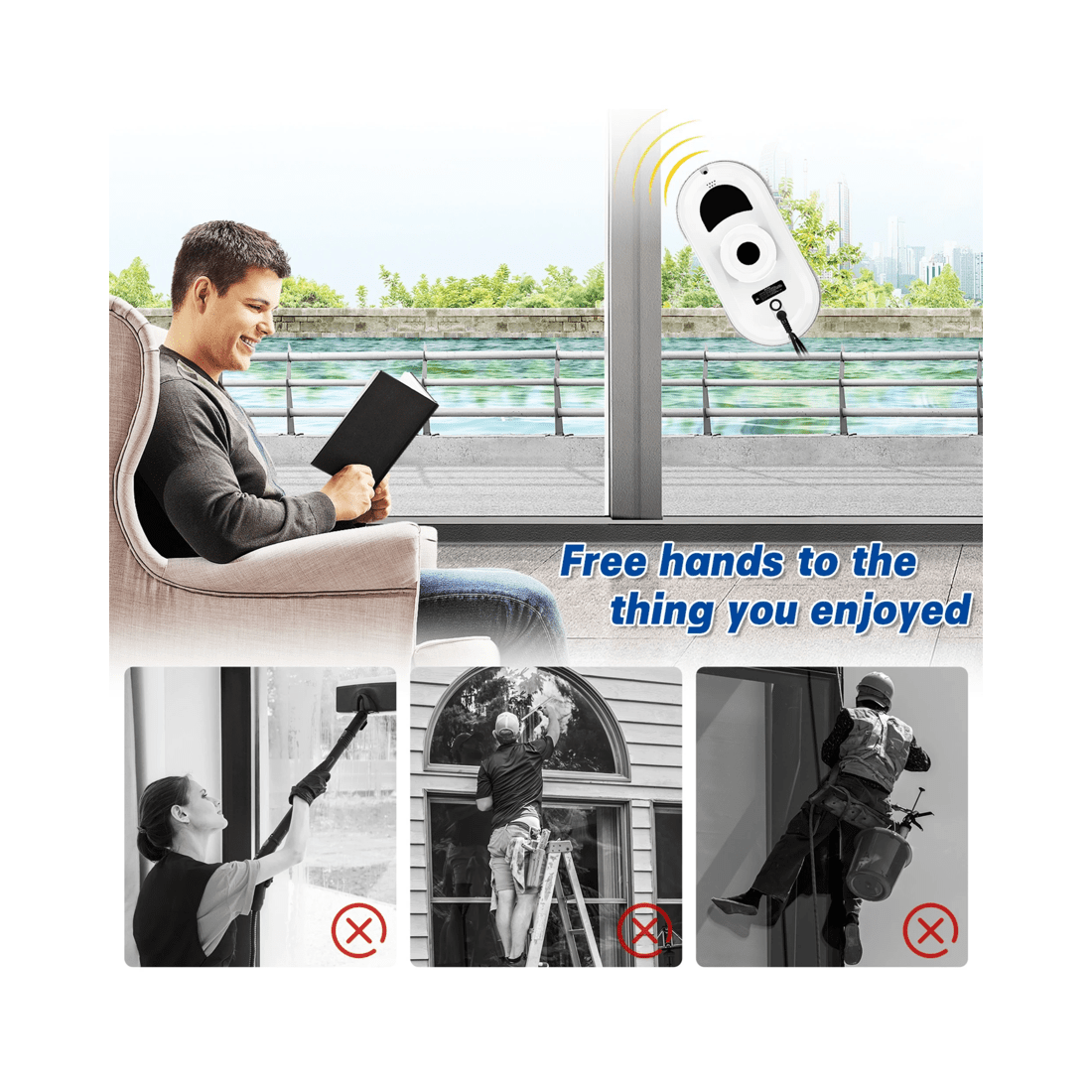 3 Advwin Window Cleaner Robot, 2800pa Automatic Window Cleaning Vacuum Robotic With Remote, Suitable For Glass Window Tile, 3 of 7