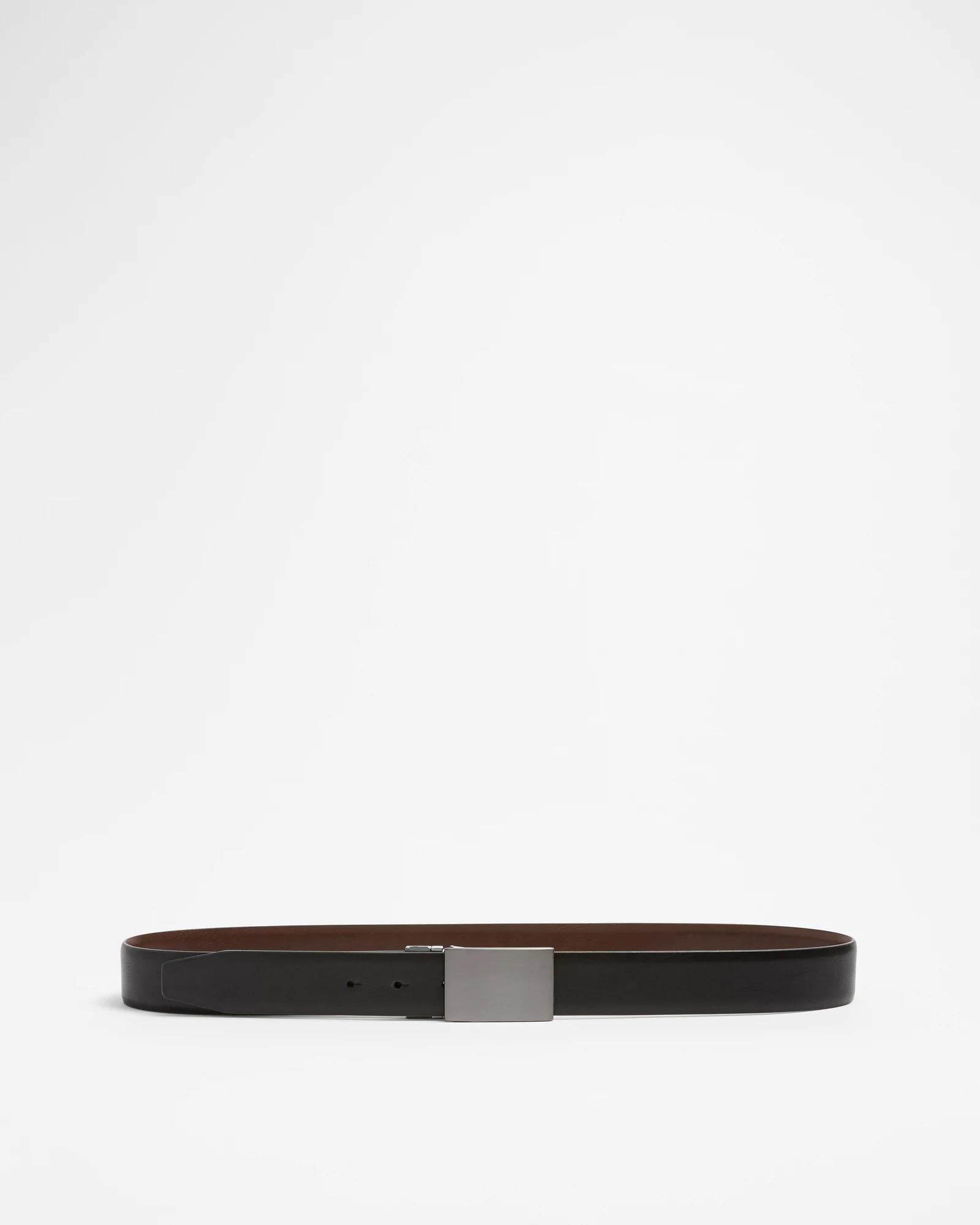 3 Target Mens Leather Plate Buckle Reversible Belt BLACK BROWN, 3 of 5