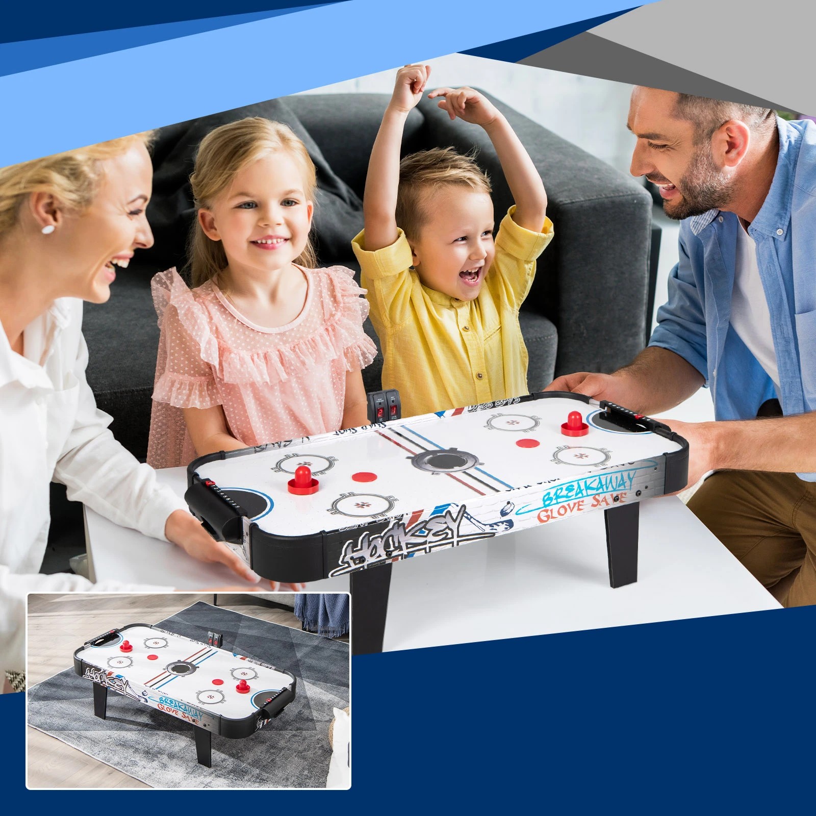 5 Costway Portable Air Hockey Table 107cm w/2 Pucks/2 Pushers/LED Scoreboard Indoor Arcade Game, 5 of 6
