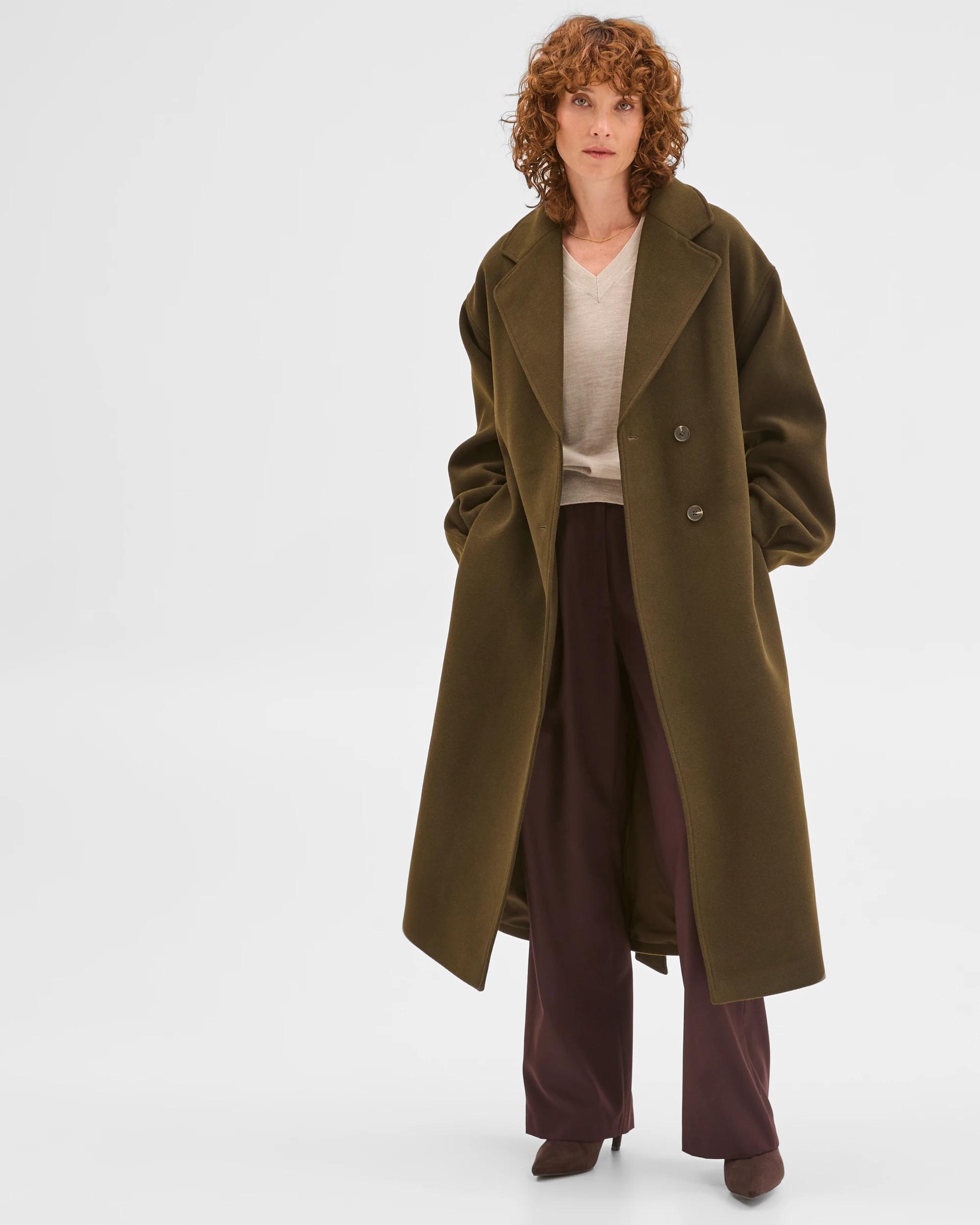 1 Preview Wrap Belted Coat DARK OLIVE, 1 of 10