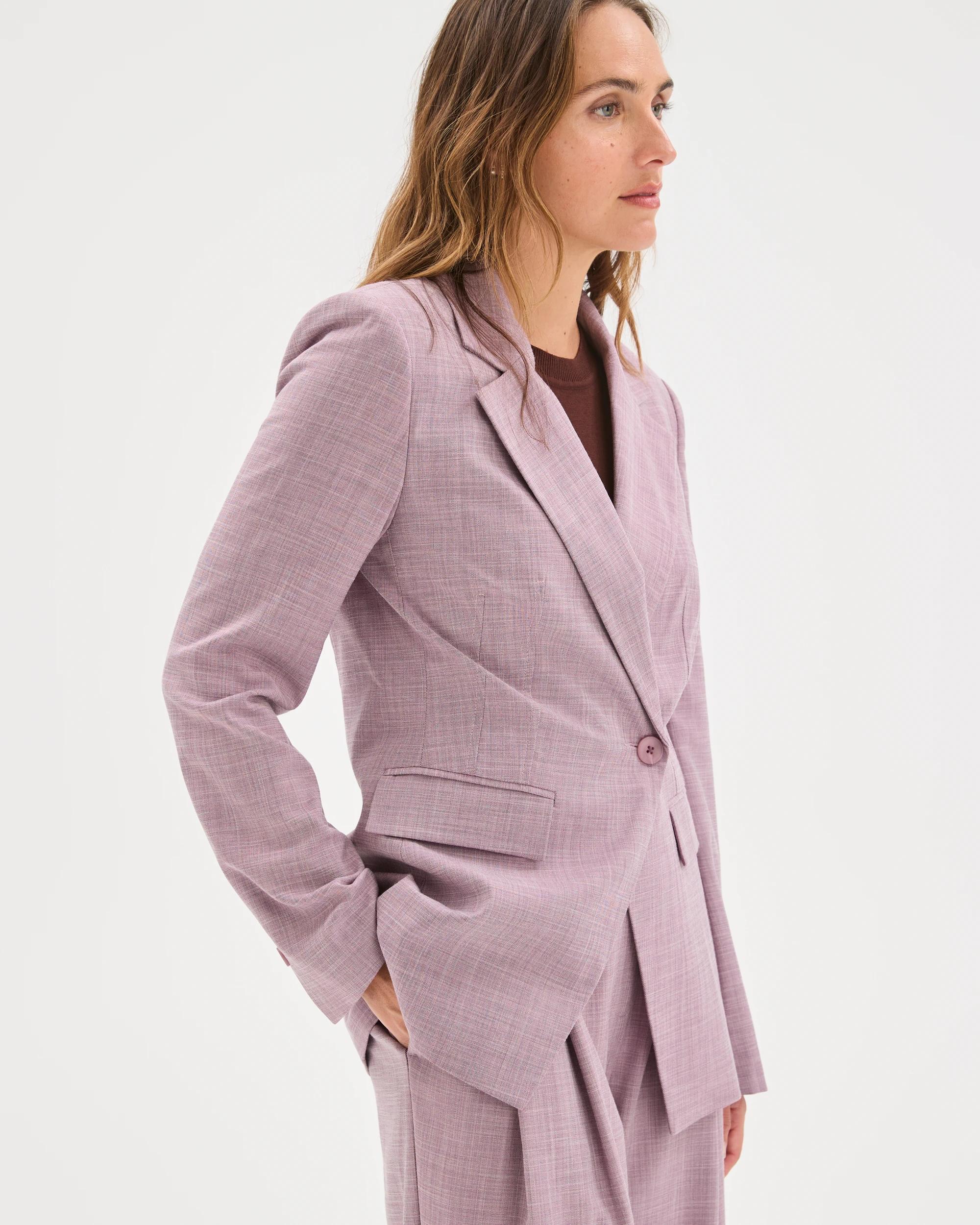 5 Preview Cinched Waist Blazer BERRY CREAM MELANGE, 5 of 7