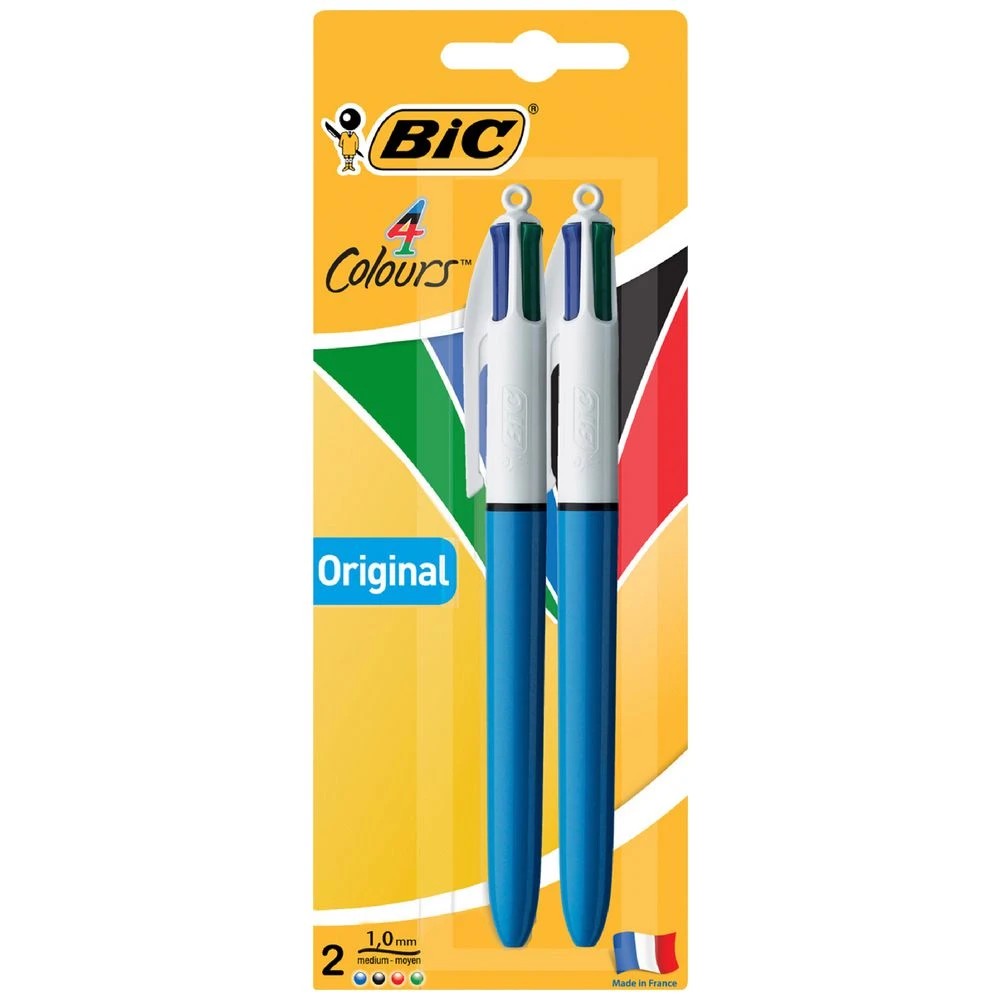1 BIC 4 Colours Retractable Ballpoint Pens 1mm 2 Pack, 1 of 6