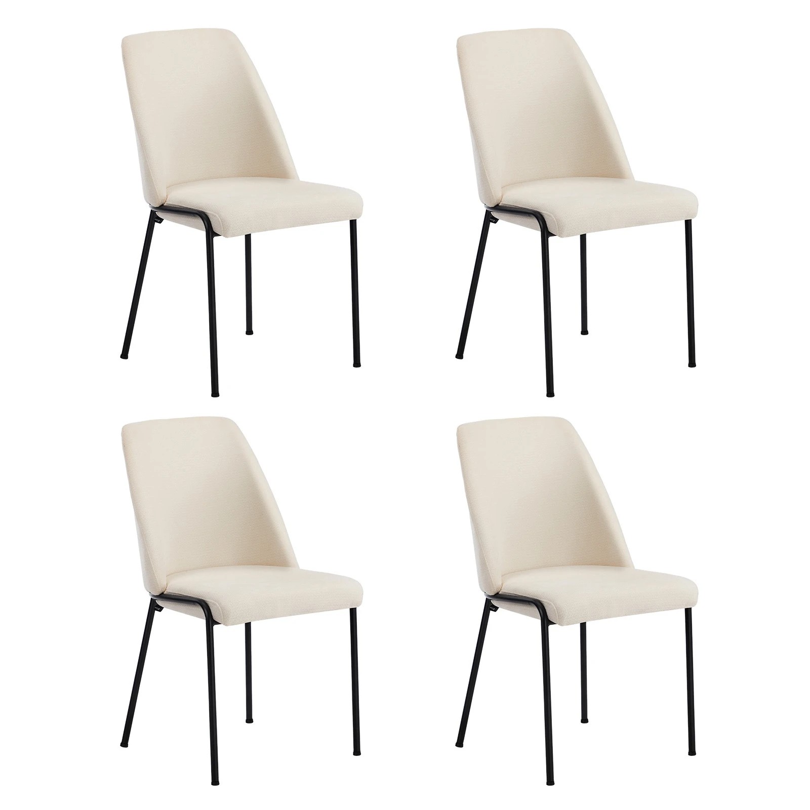 1 Oikiture Set of 4 Dining Chairs Chenille Fabric Kitchen Chair Padded Seat - Beige, 1 of 9