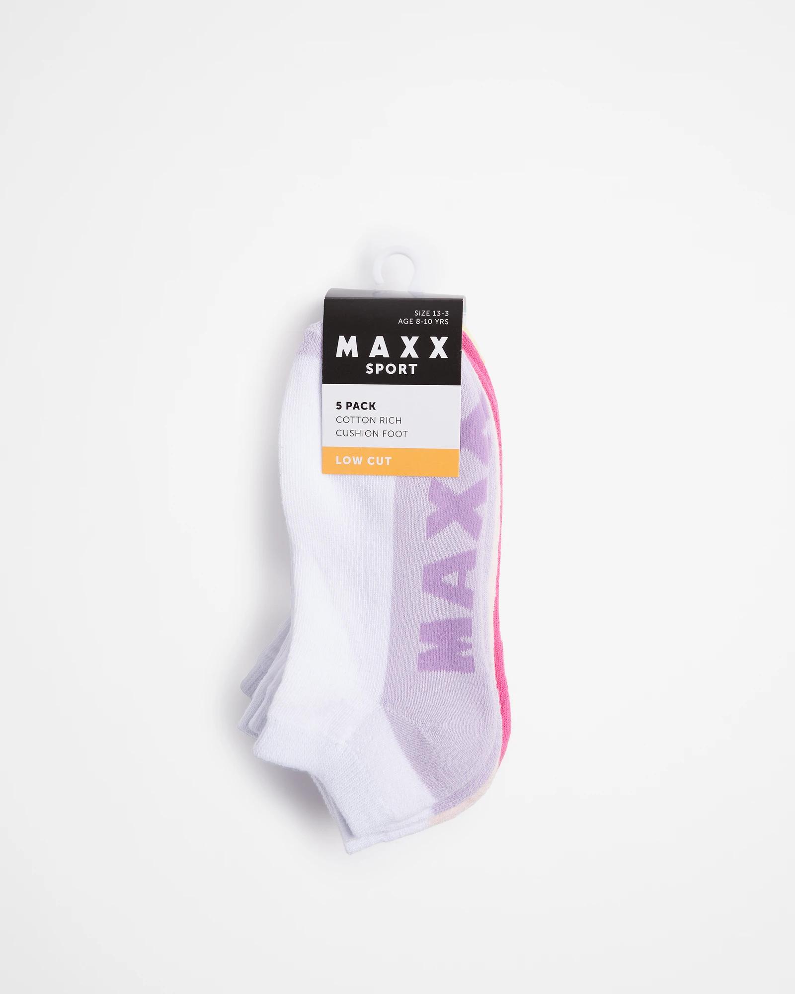 3 Maxx Sport Girls Low Cut Socks 5 Pack WHITE, 3 of 3