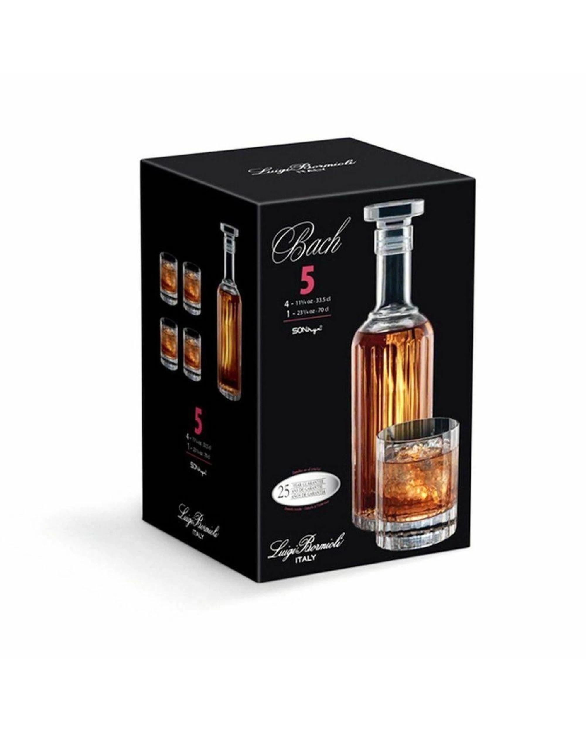 3 Luigi Bormioli Bach 5pc Spirit Set 700ml Decanter  4 x 300ml Tumblers - Clear, 3 of 3