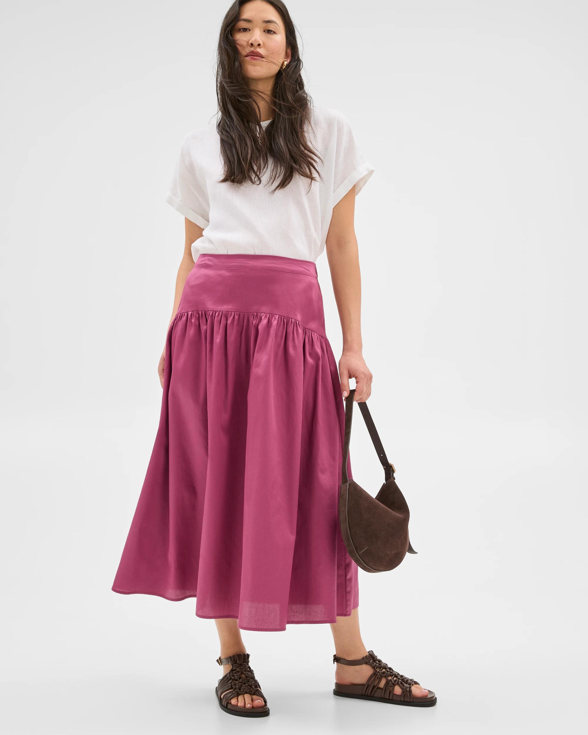 2 Target Australian Cotton Yoke Detail Midi Skirt BERRY, 2 of 8