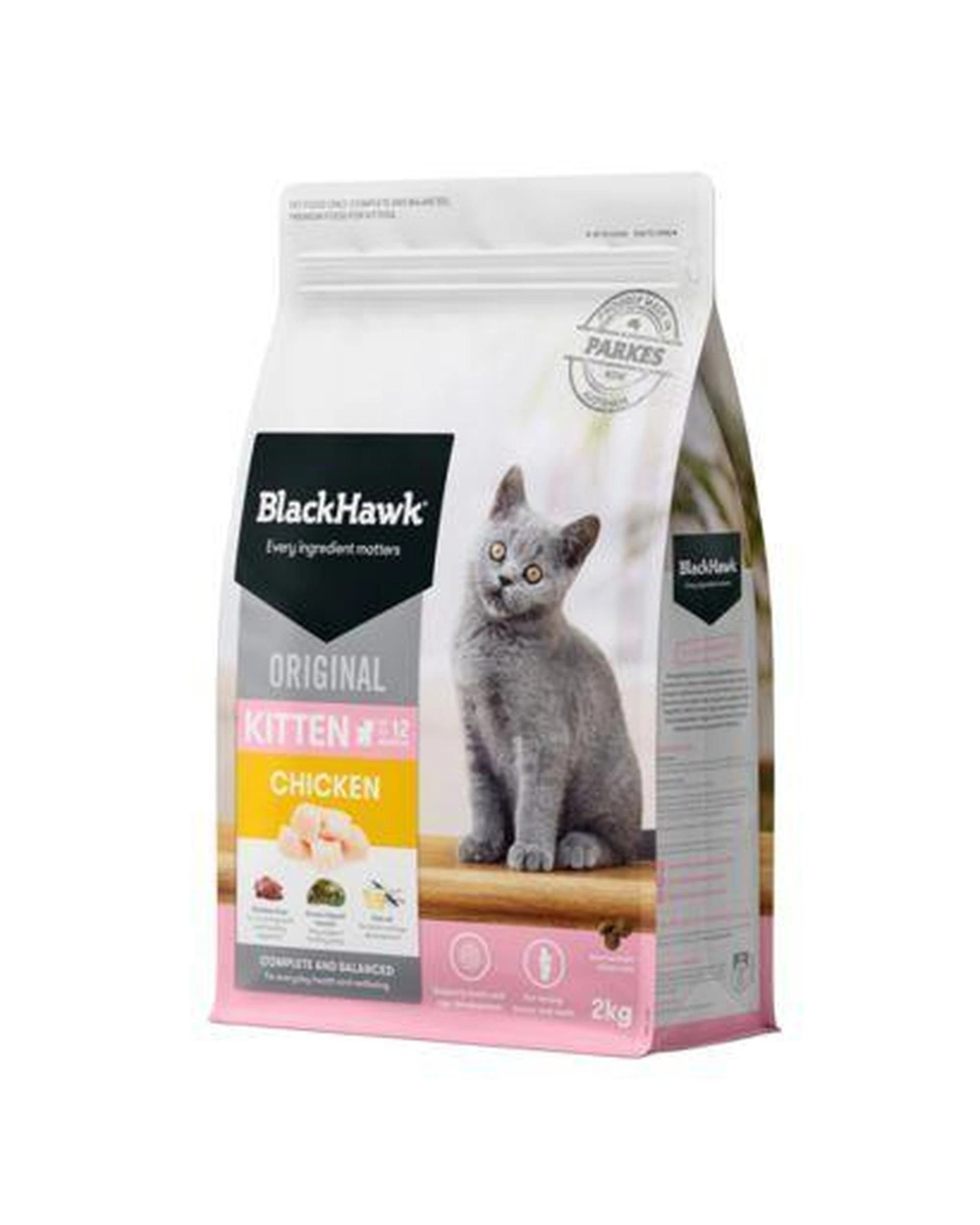 3 Black Hawk Kitten Up to 12 Months Dry Cat Food Original Chicken 2kg, 3 of 3