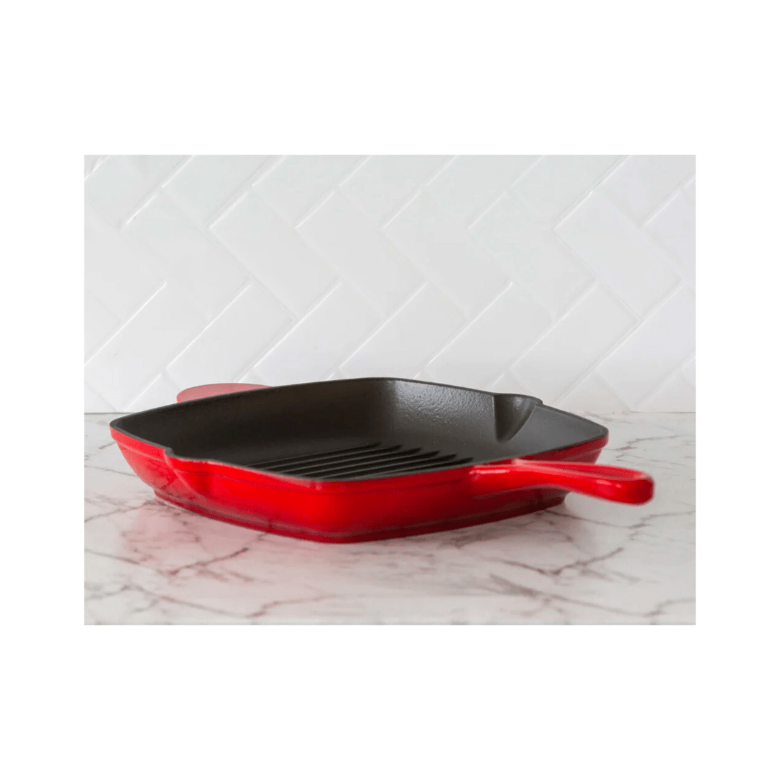 2 Healthy Choice Enamelled Cast Iron Square Grill Frying Pan (44x30x4.7cm) - Red
 - Red, 2 of 3