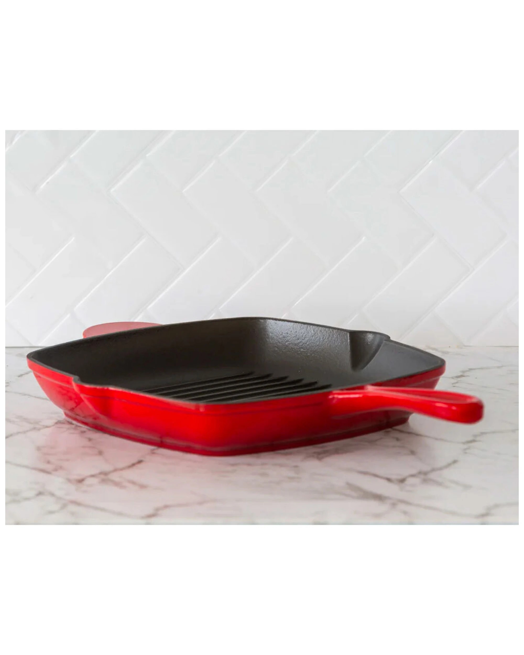 2 Healthy Choice Enamelled Cast Iron Square Grill Frying Pan (44x30x4.7cm) - Red
 - Red, 2 of 3