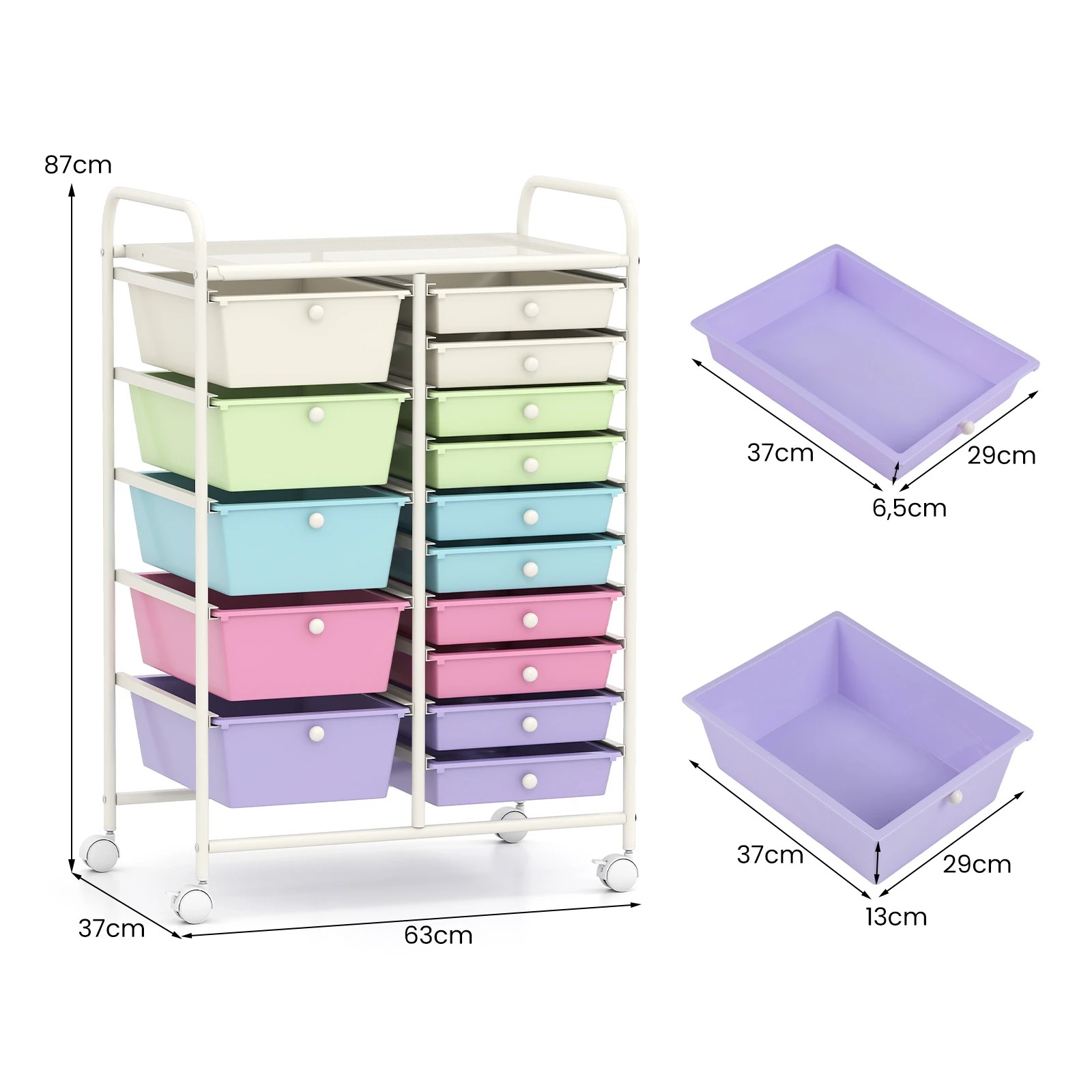 2 Costway 15 Drawers Rolling Storage Cart Mobile Utility Trolley - Multi, 2 of 6