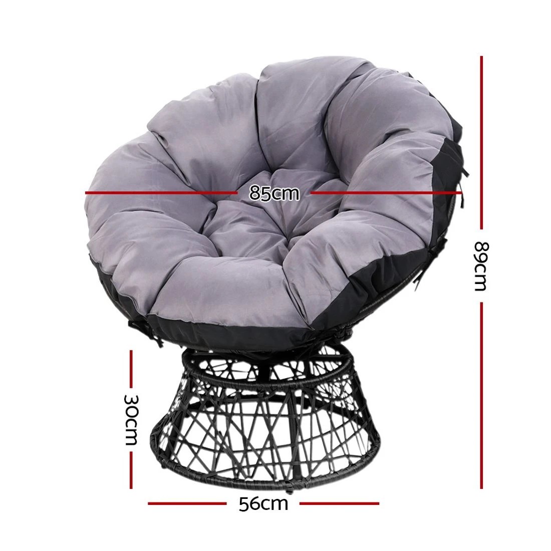 2 Gardeon Outdoor Lounge Setting Furniture Wicker Papasan Chairs Table Patio - Black, 2 of 6