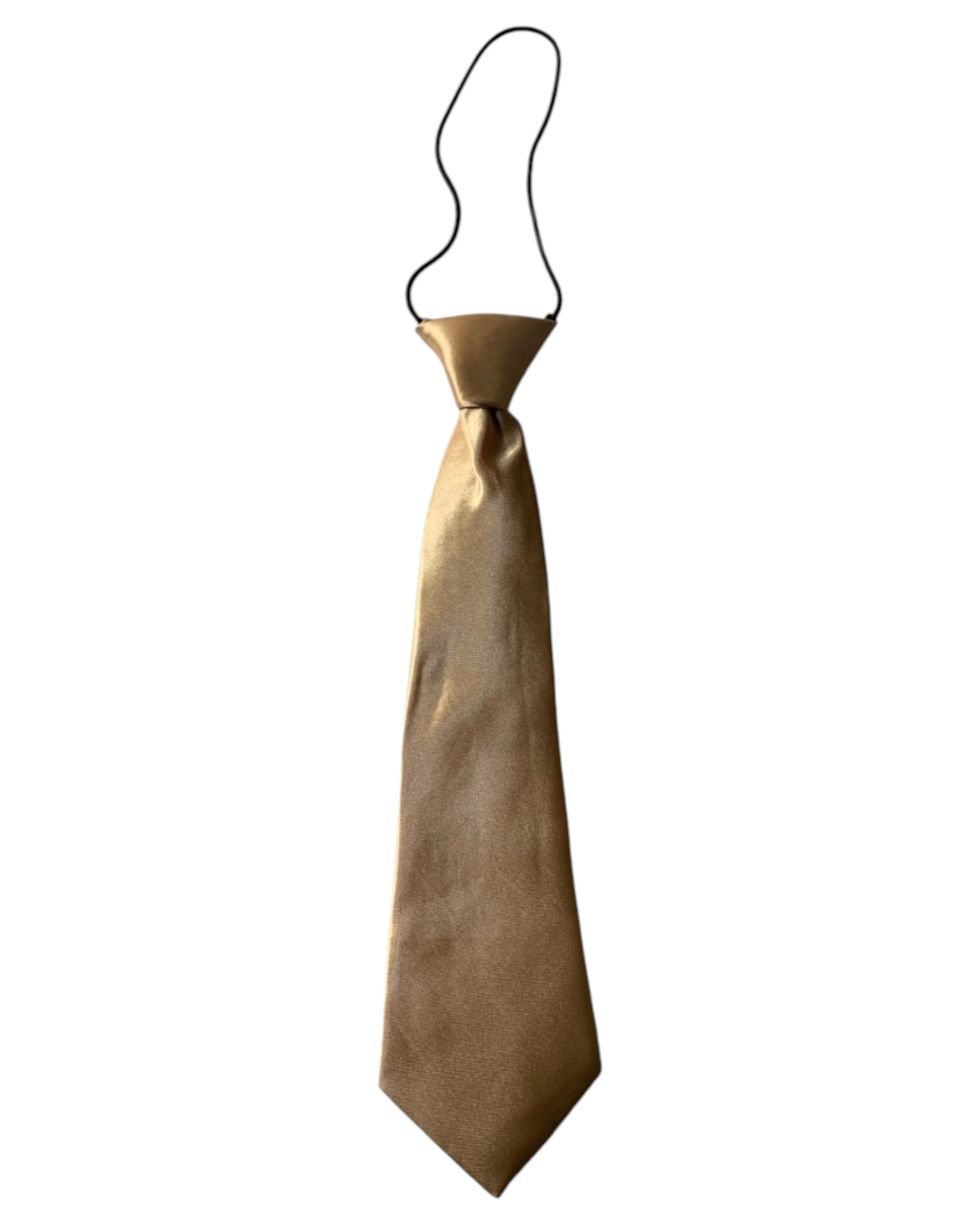 2 Zasel Kids Boys Gold Elastic Plain Neck Tie - Gold, 2 of 5