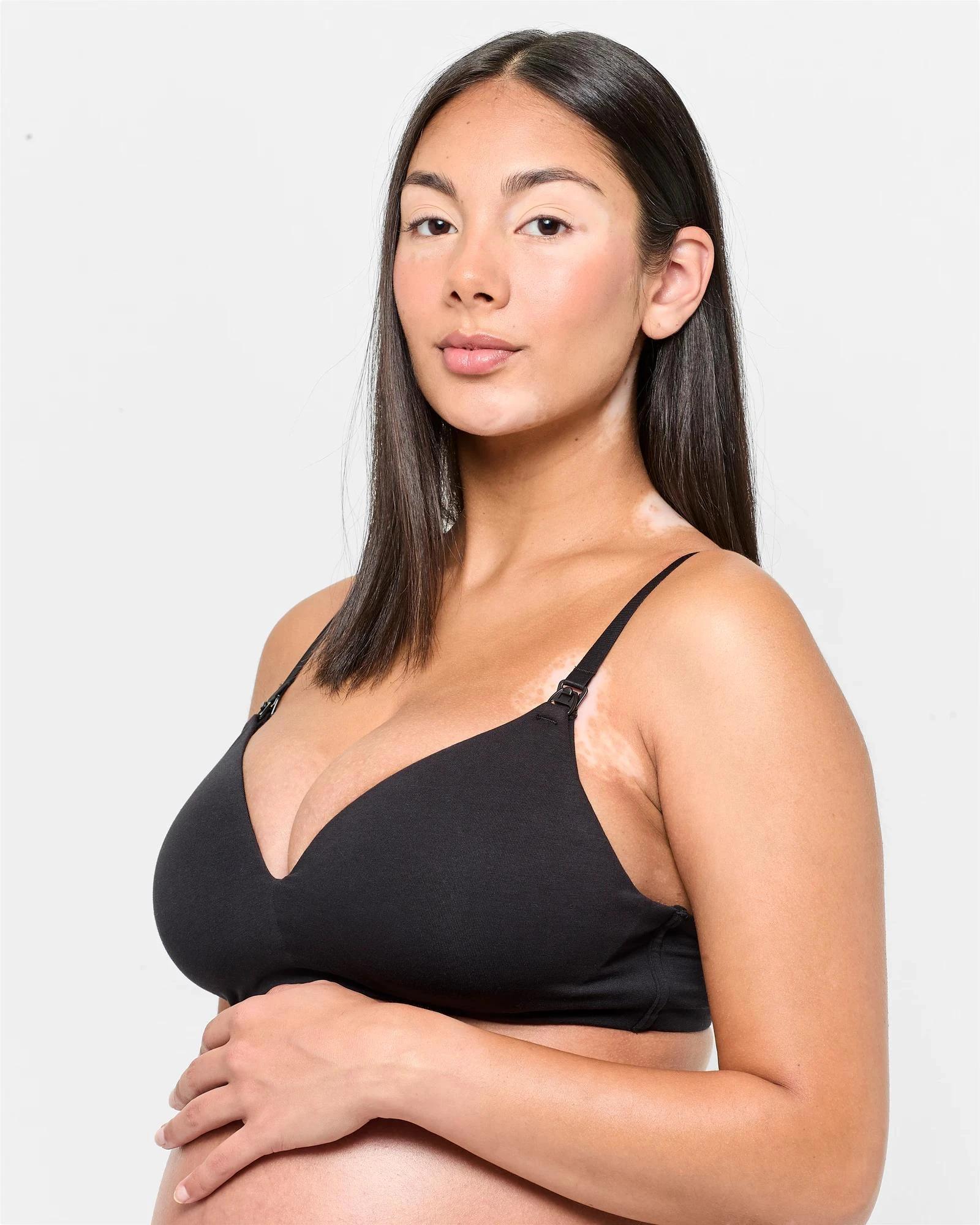3 Target Maternity Organic Cotton 2 Pack Wirefree T-Shirt Bras BLACK/BARE BEAUTY, 3 of 5