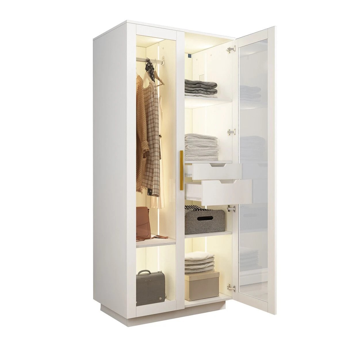1 LUXSUITE LED Wardrobe Cabinet Armoire Closet Clothes Organiser, 1 of 9
