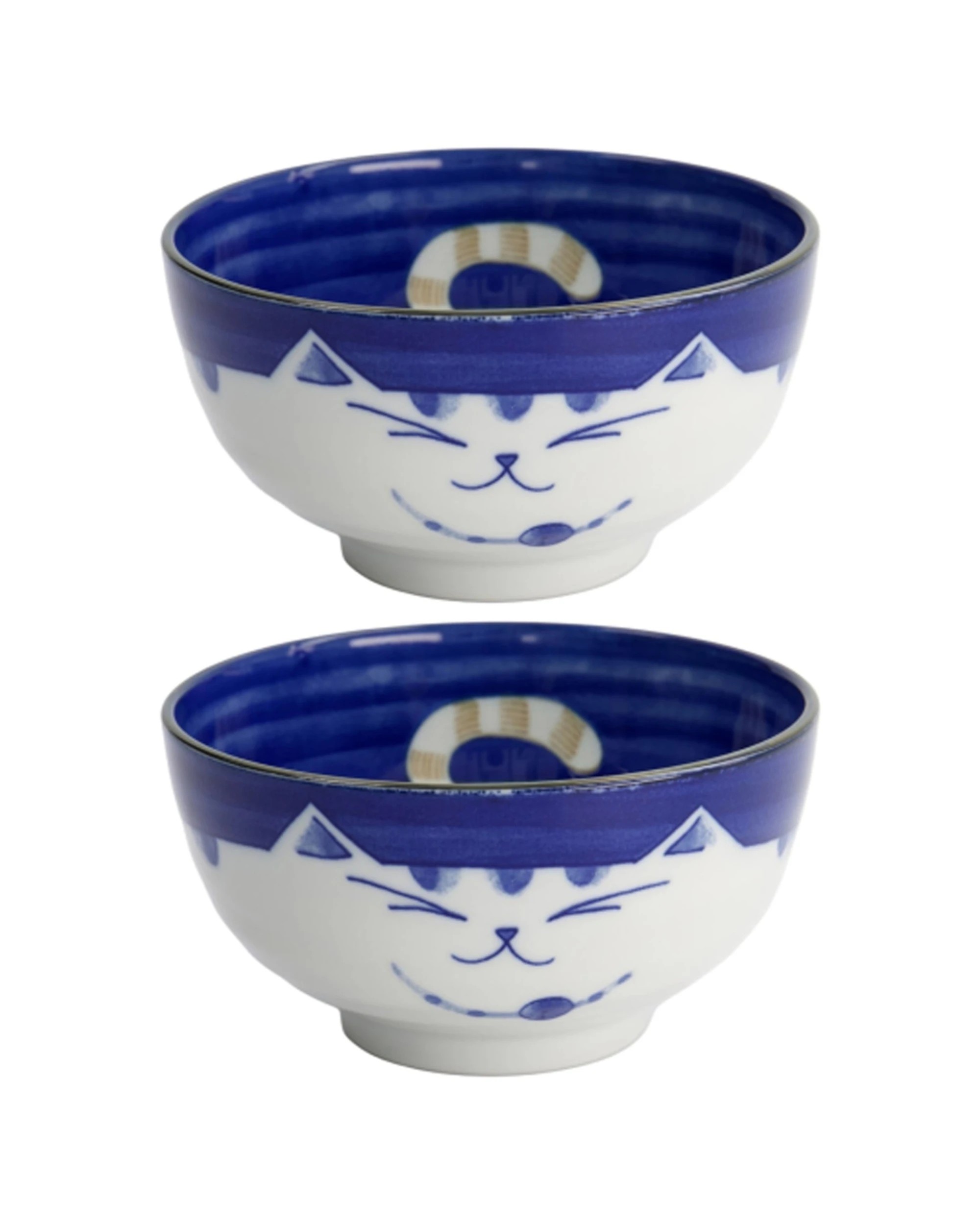 1 Tokyo Design 2PK Kawaii Neko Cat Bowl 16x8.5cm Tableware - Blue, 1 of 4