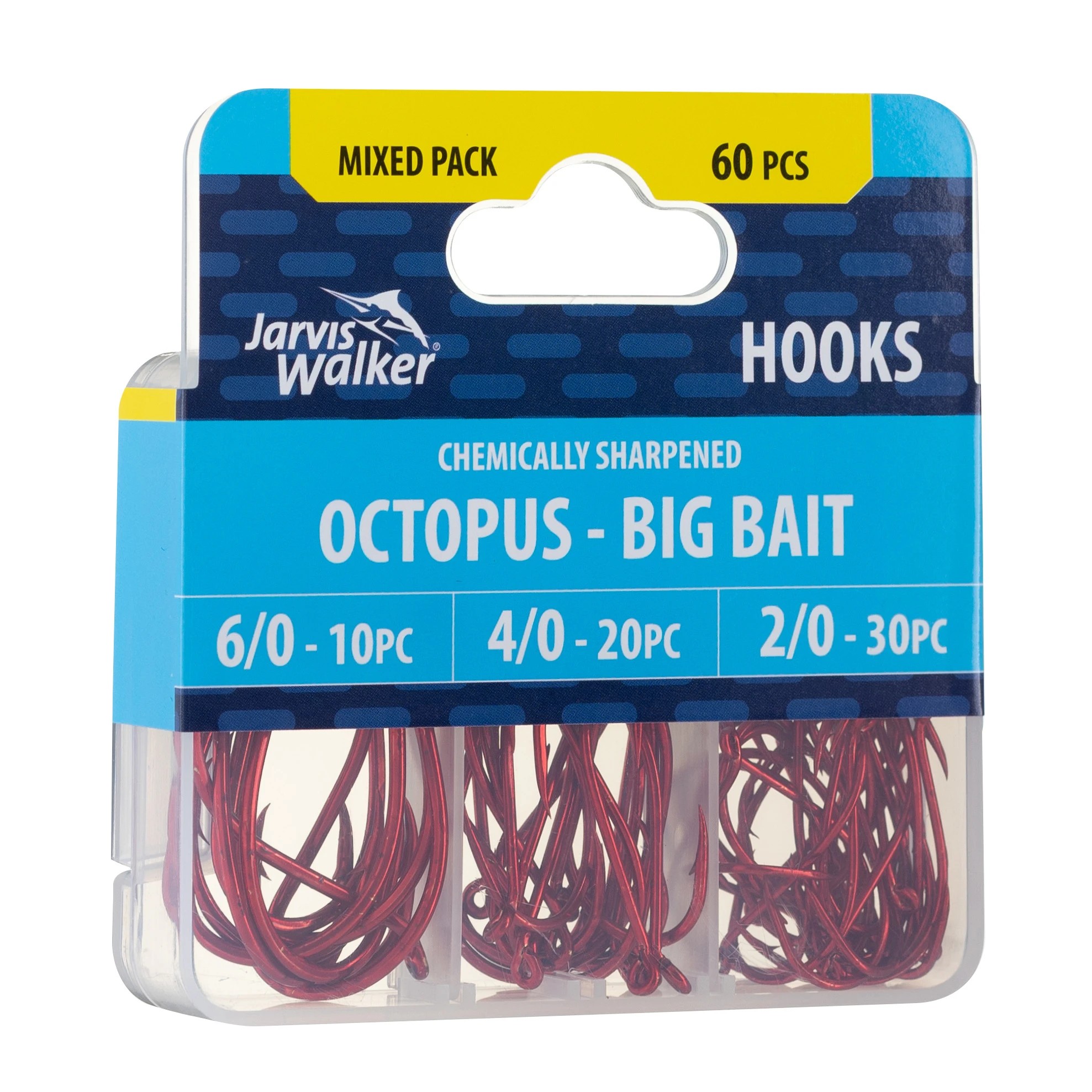 1 60 Piece Jarvis Walker Mixed Octopus Hooks - Big Bait, 1 of 2