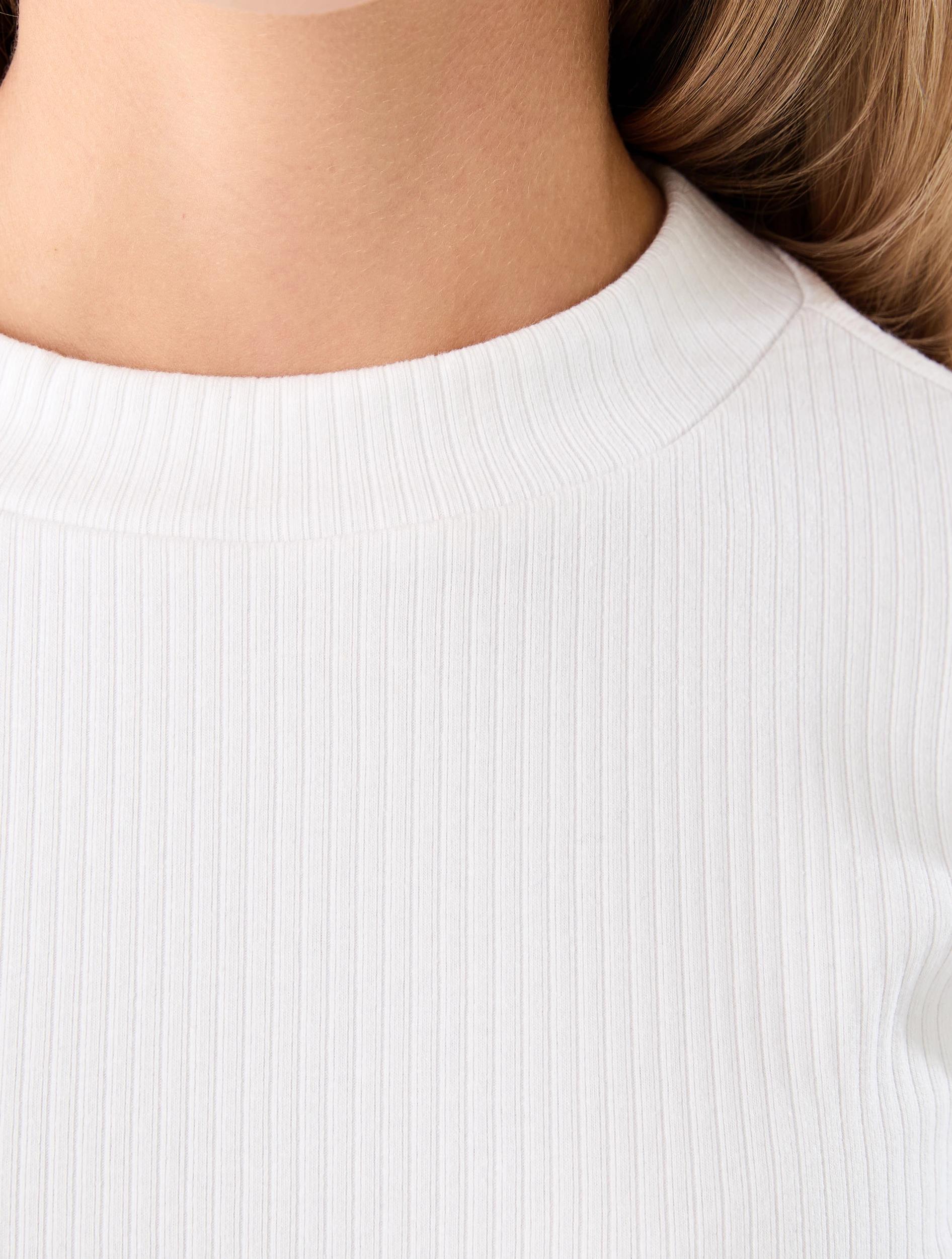 4 Long Sleeve Rib Skivvy Top White, 4 of 7