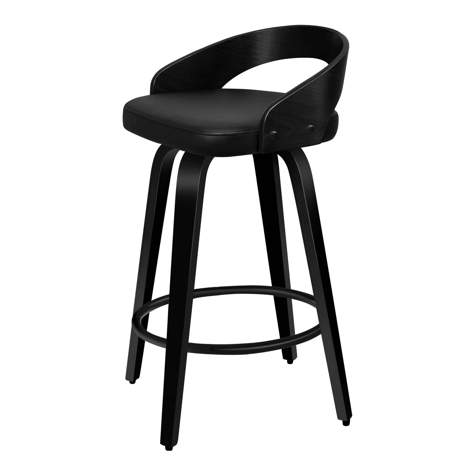 4 Alfordson 4x Swivel Bar Stools Caden Kitchen Wooden Dining Chair - Black, 4 of 9
