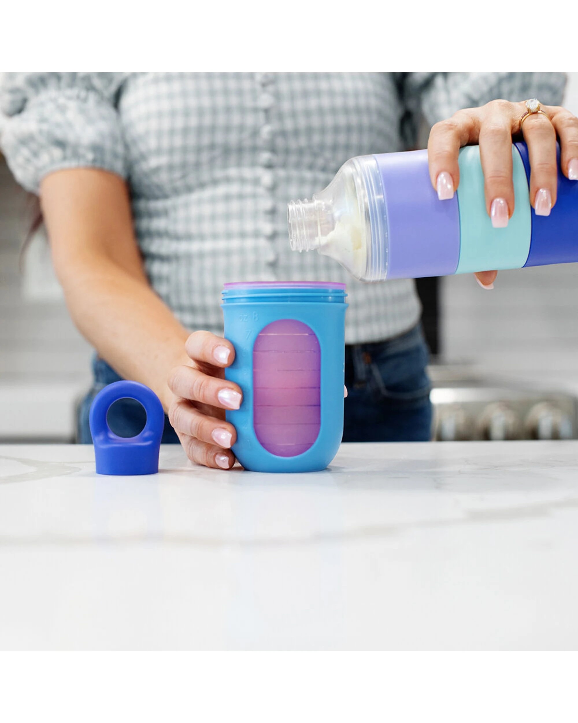 6 Boon Triful Stainless Steel Insulated Baby Formula Container 8oz 2PK - Blue, 6 of 7