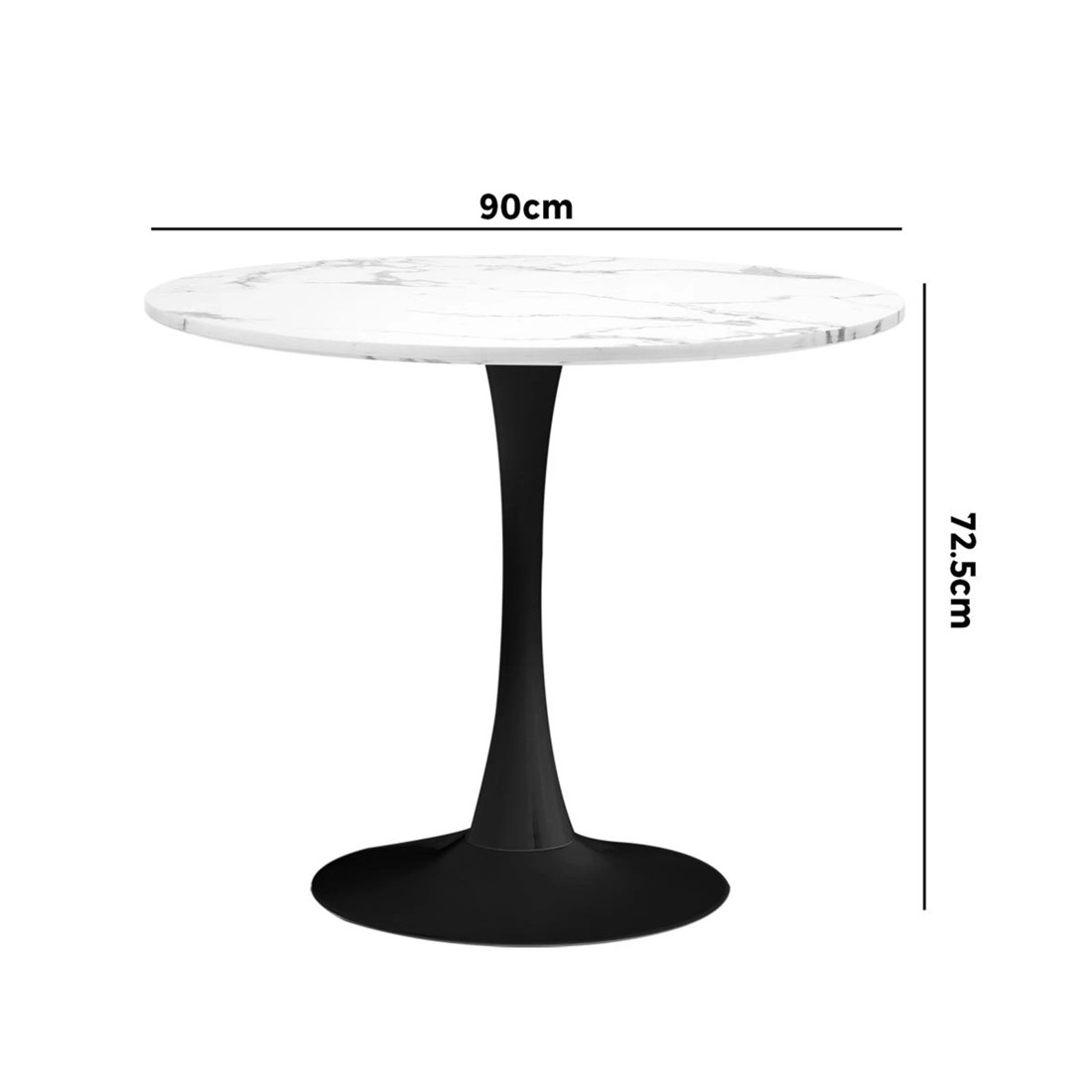 9 Oikiture 90cm Dining Table Kitchen Marble Tulip Round Metal Leg
 - Multi, 9 of 9