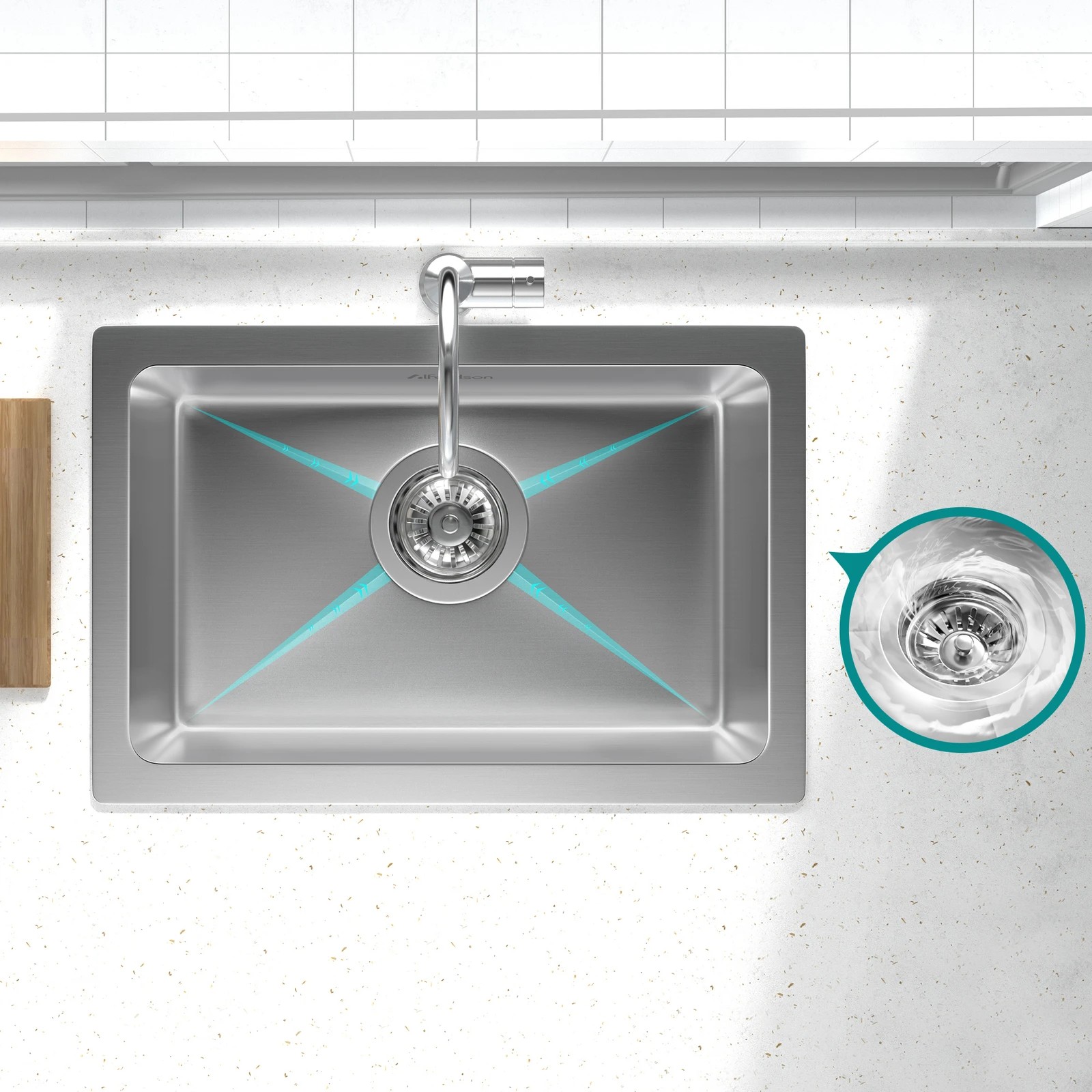 3 Alfordson Kitchen Sink 45x30cm Stainless Steel Basin Single Bowl - Silver, 3 of 7