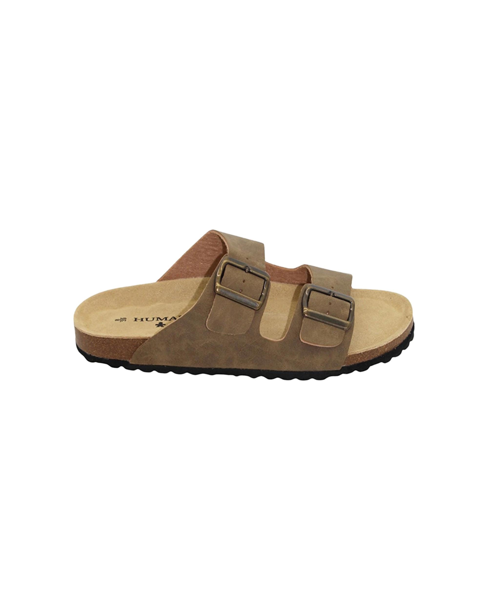 1 Human Shoes Ibiza Women's Slip On Sandals Double Buckle Ocelot TAUPE, 1 of 6