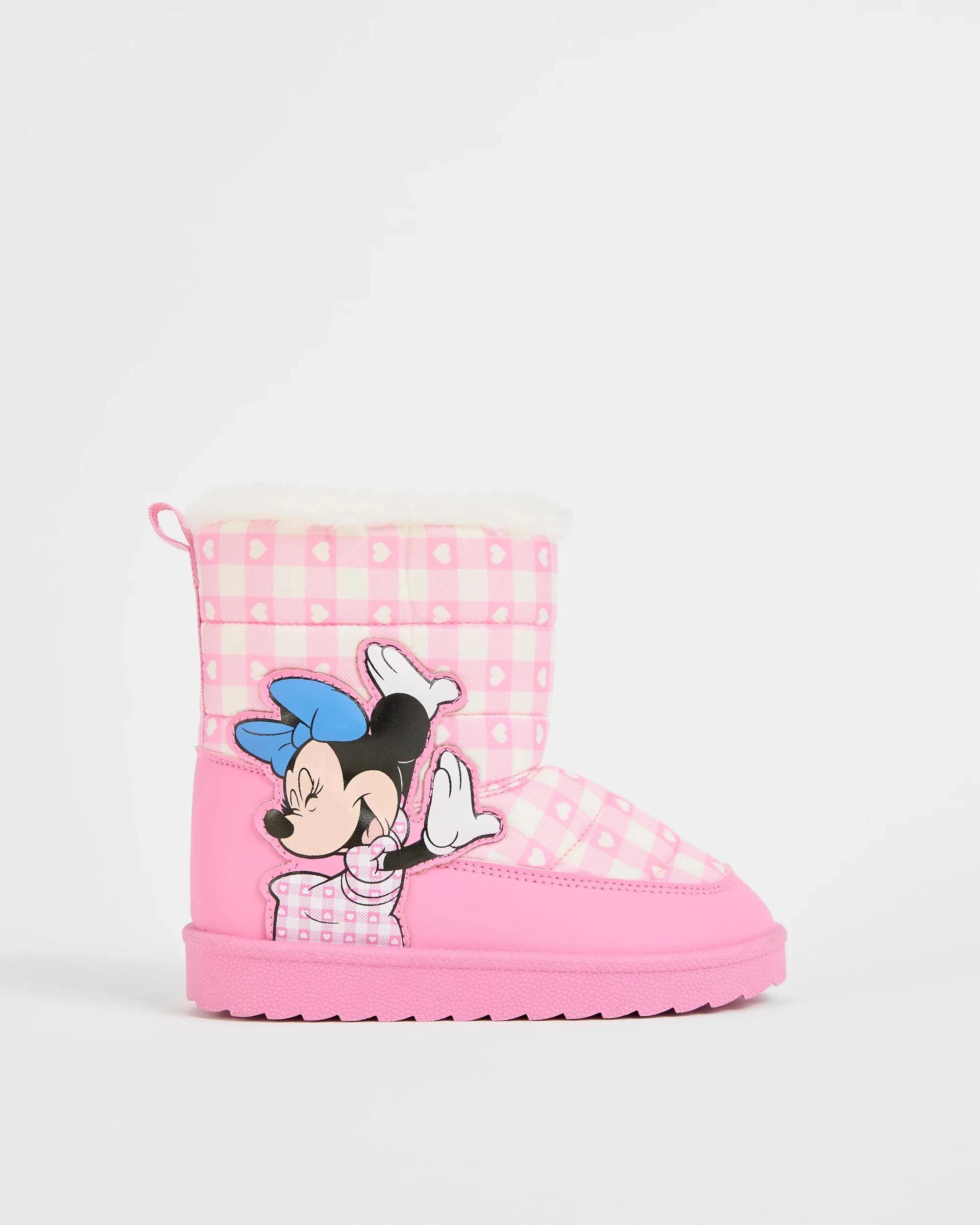 1 Disney Minnie Mouse Padded Slipper Boots PINK, 1 of 3