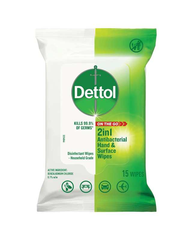 Dettol 15 Pack 2-in-1 Anti-Bacterial W