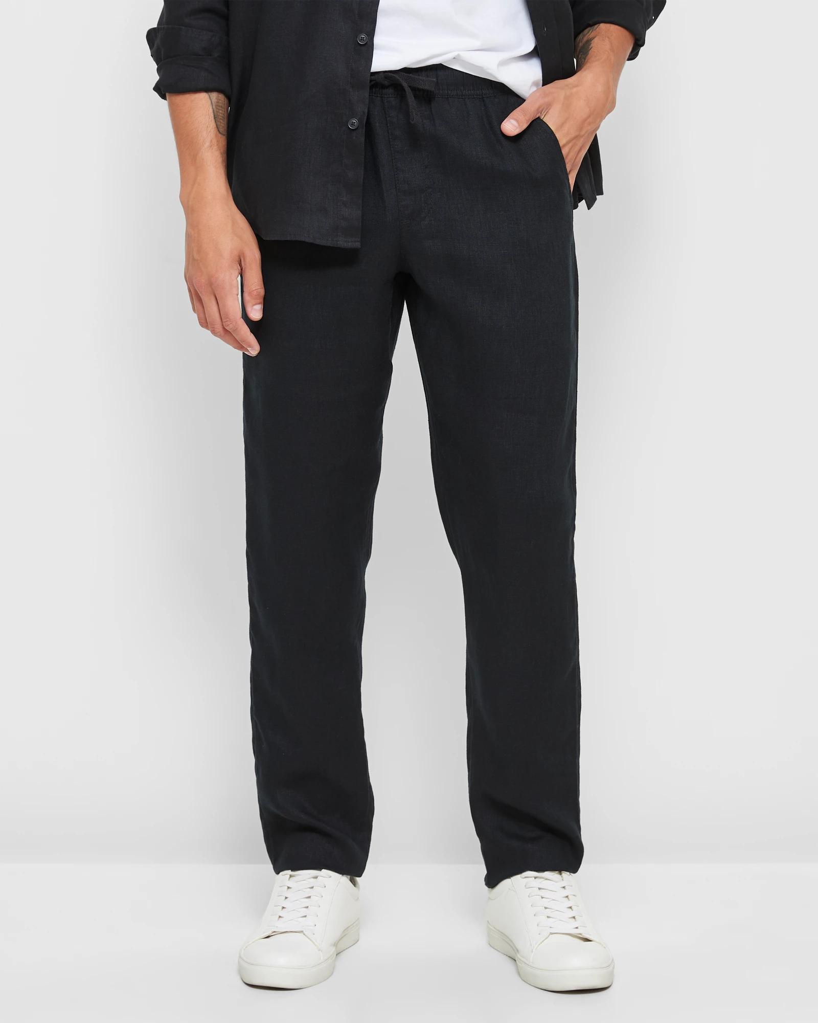 1 Target European Linen Pants BLACK, 1 of 5