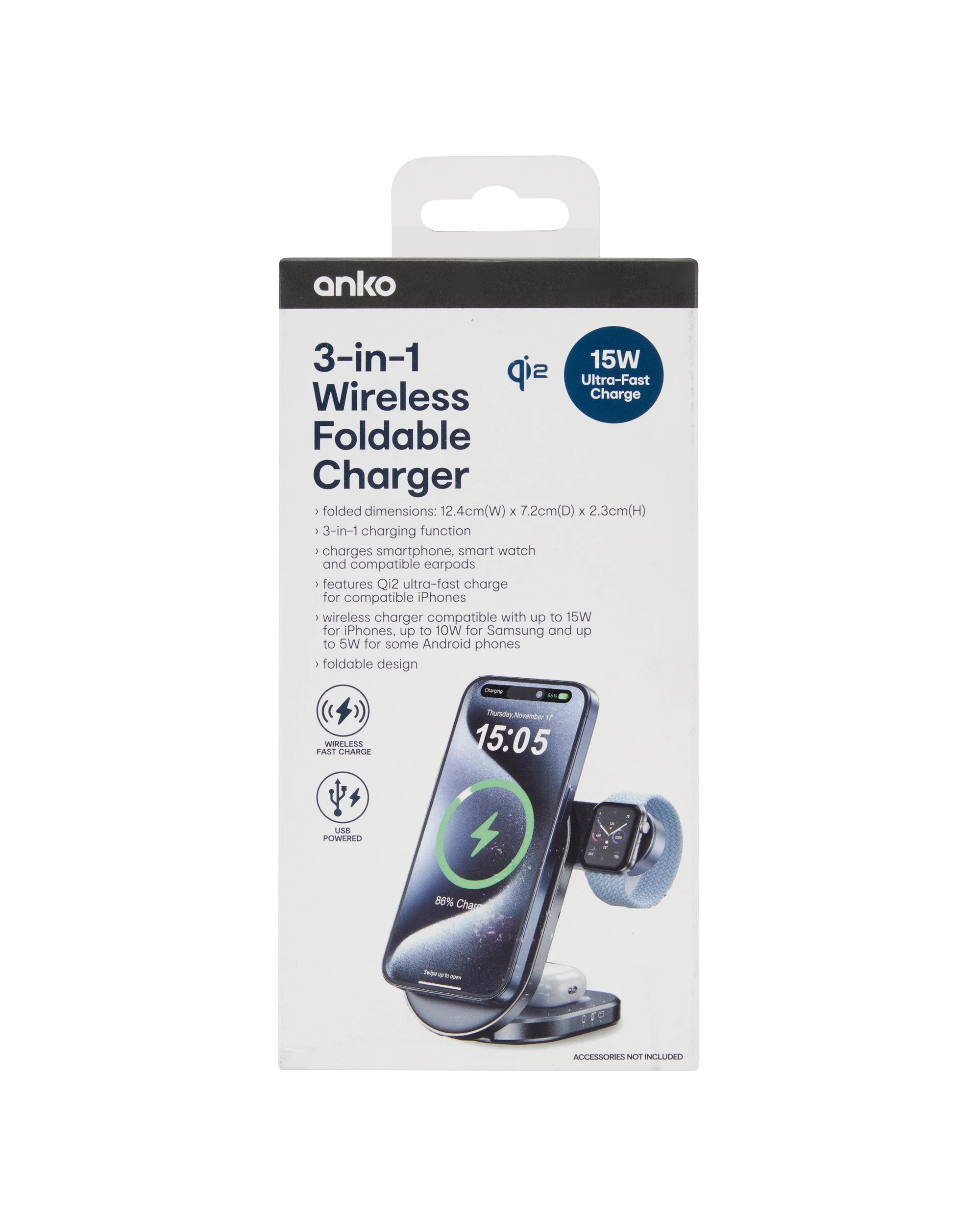 9 3-in-1 Foldable Charger - Black, 9 of 9