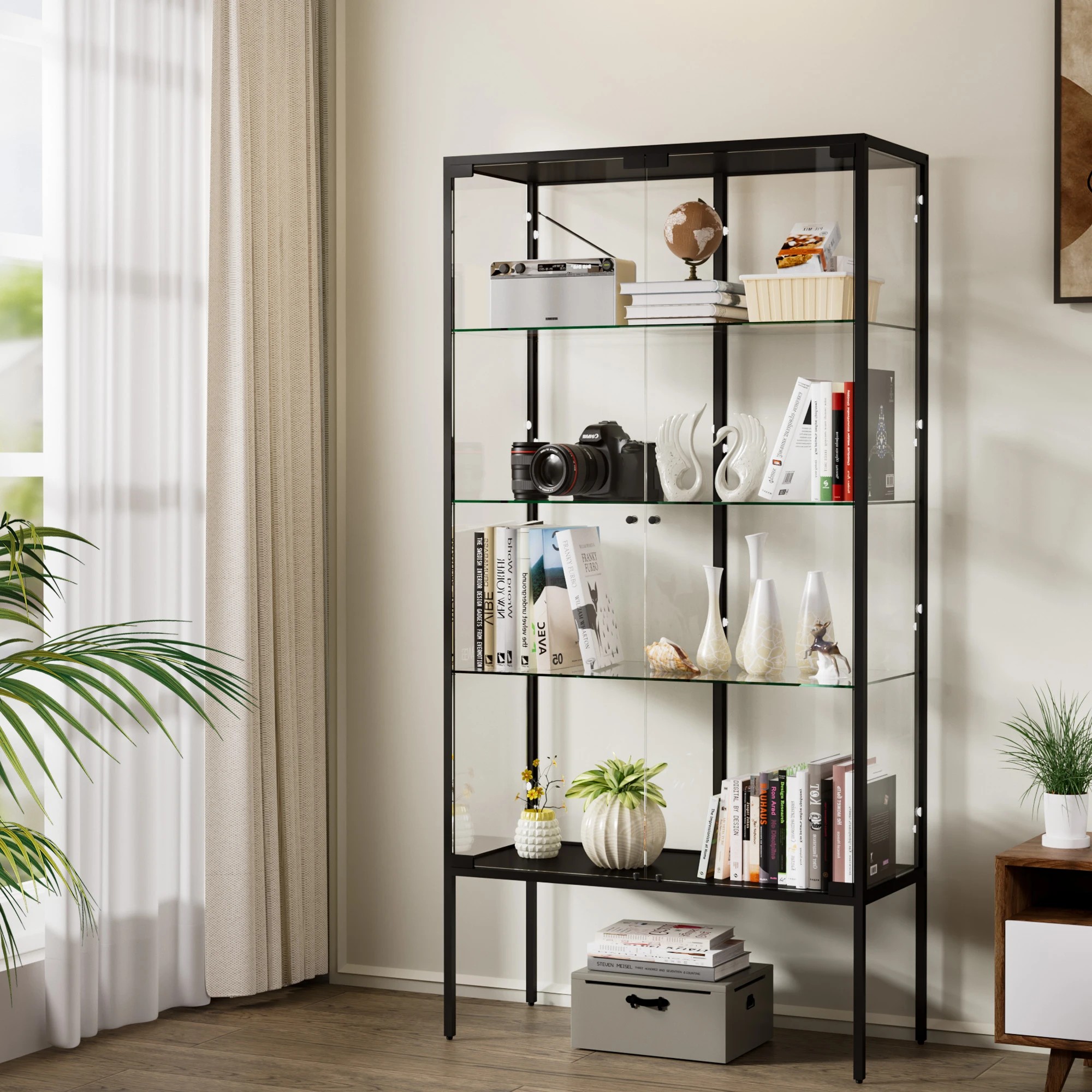 7 Stacked Glass Display Cabinet Heavy Duty 160cm Tall High Transparency Jewlery, 7 of 9