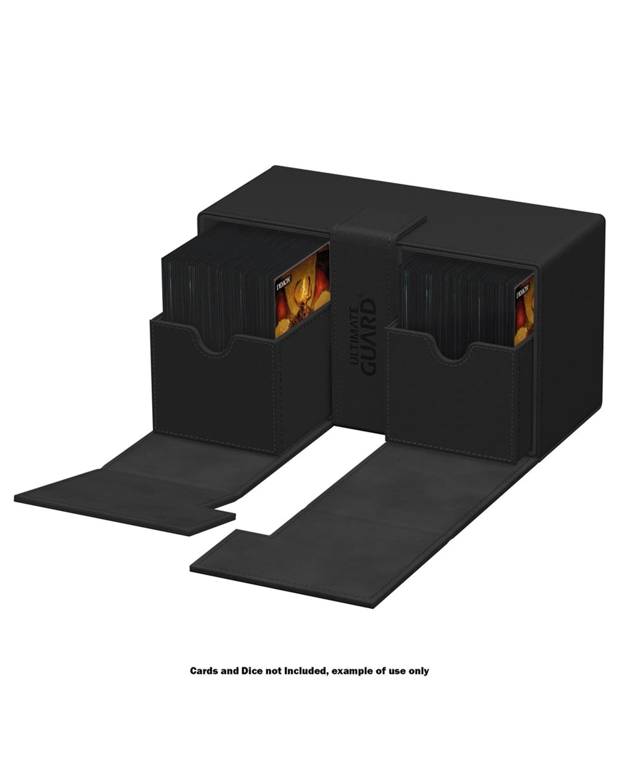 4 Ultimate Guard Twin Flip n Tray 200+ XenoSkin Deck Case - Monocolour Black - Black, 4 of 5