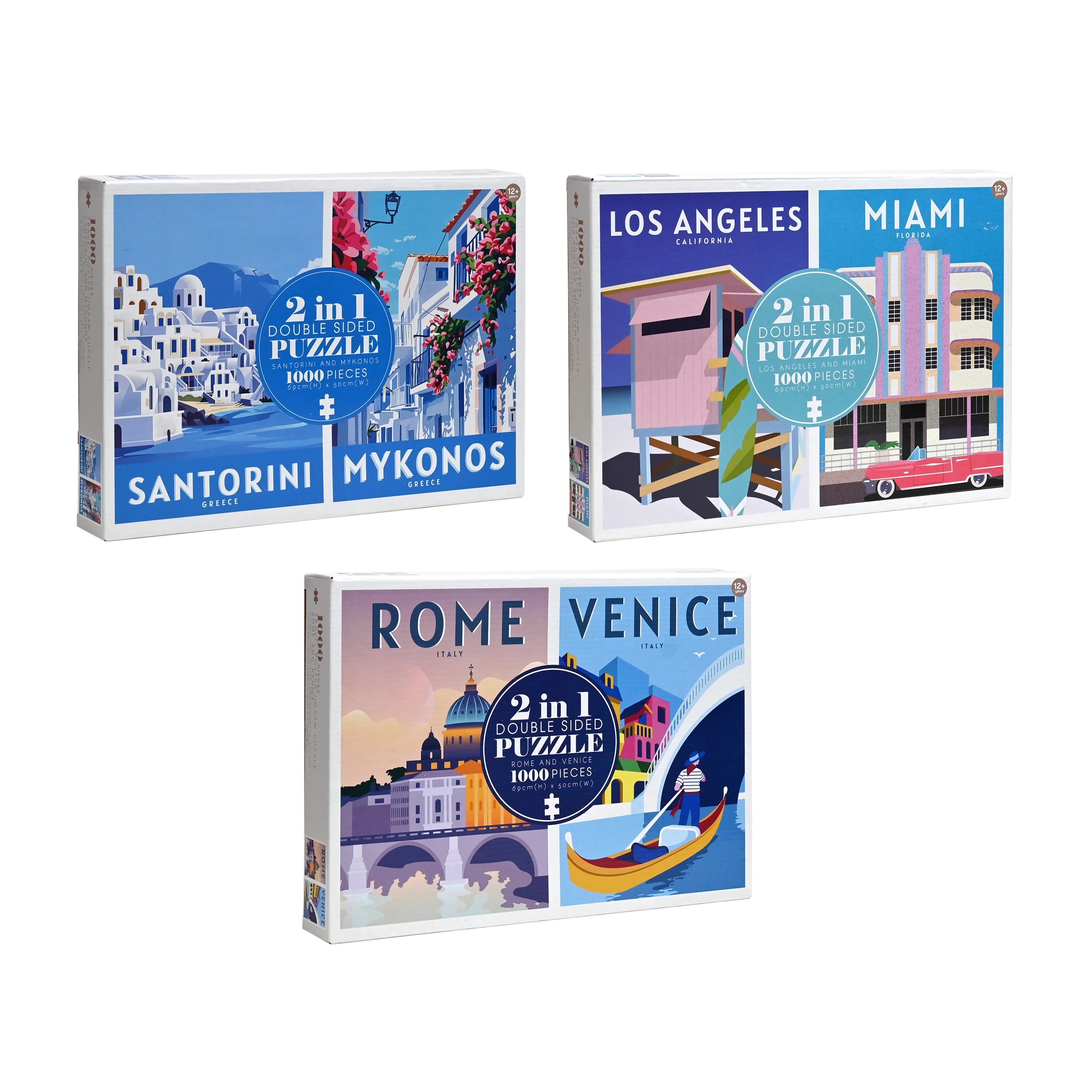 1 1000 Piece 2 in 1 Double Sided Vintage Travel Poster Puzzles - Assorted, 1 of 9