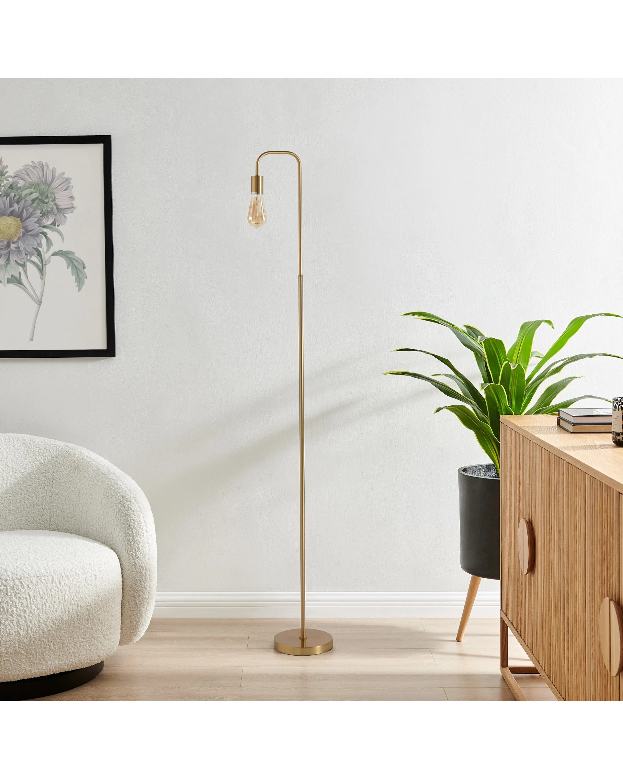 2 Sherwood Kara Industrial Style Metal Floor Lamp - Gold, 2 of 10