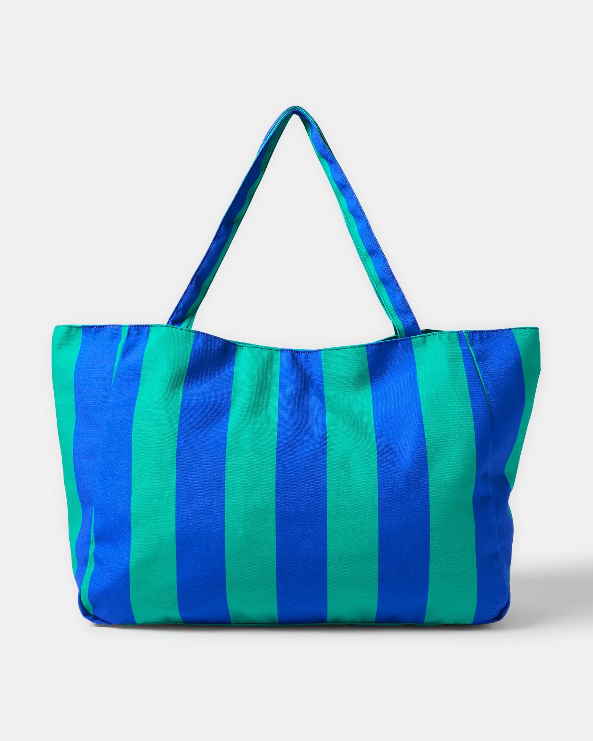 1 Beach Bag Grn Stripe, 1 of 5