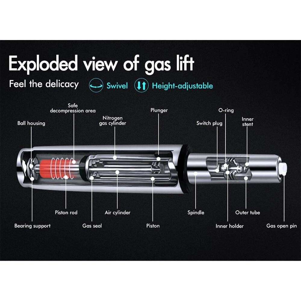 10 Alfordson Office Chair Gaming Executive Computer Racer PU Leather Seat Recliner - Grey, 10 of 10