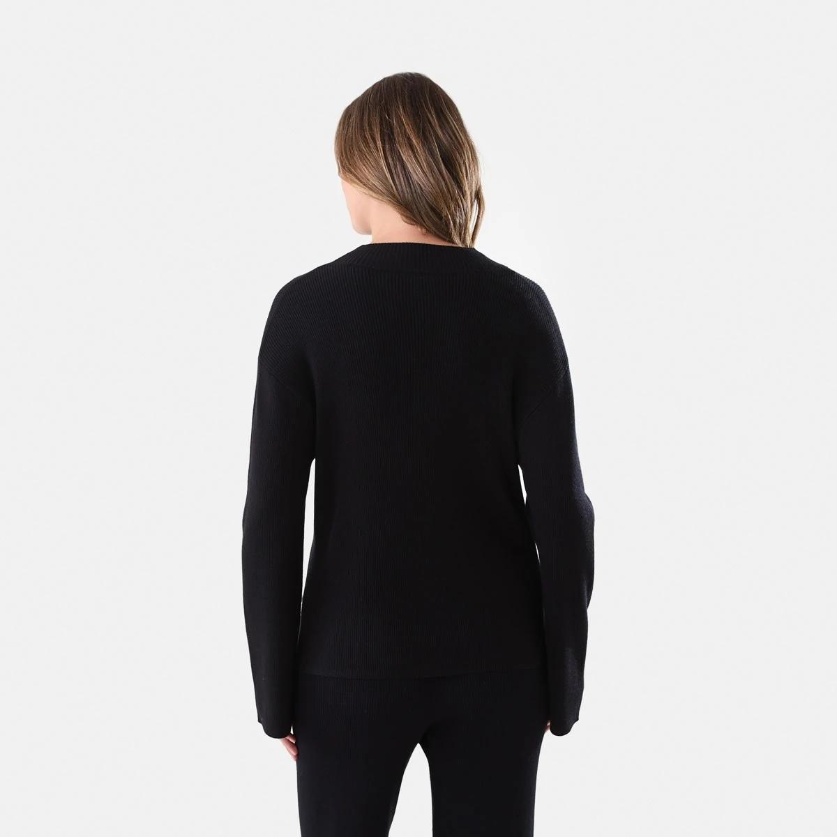 3 Mock Neck Rib Jumper Black, 3 of 6