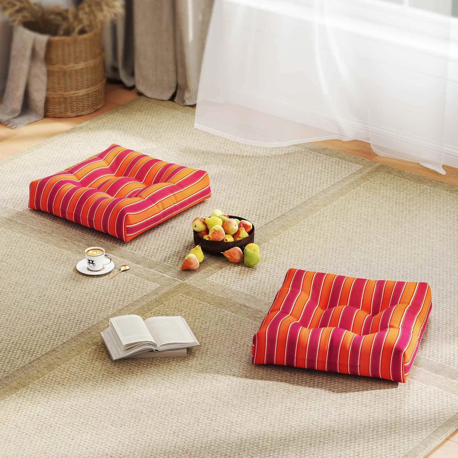 Costway 2x 53x53cm Patio Cushions Seat Cushions Garden Square Chair ...