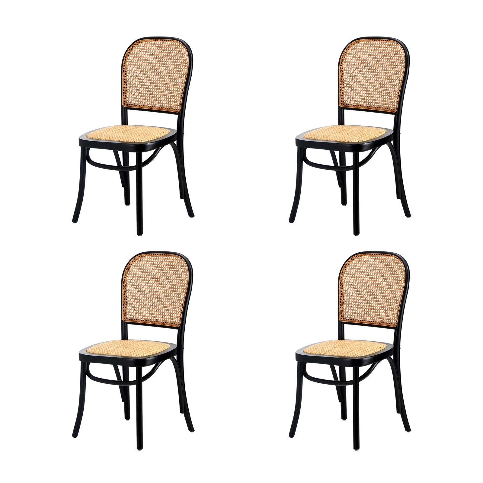 8 Oikiture 160cm Extendable Dining Table with 4PCS Dining Chairs Rattan - Black, 8 of 9